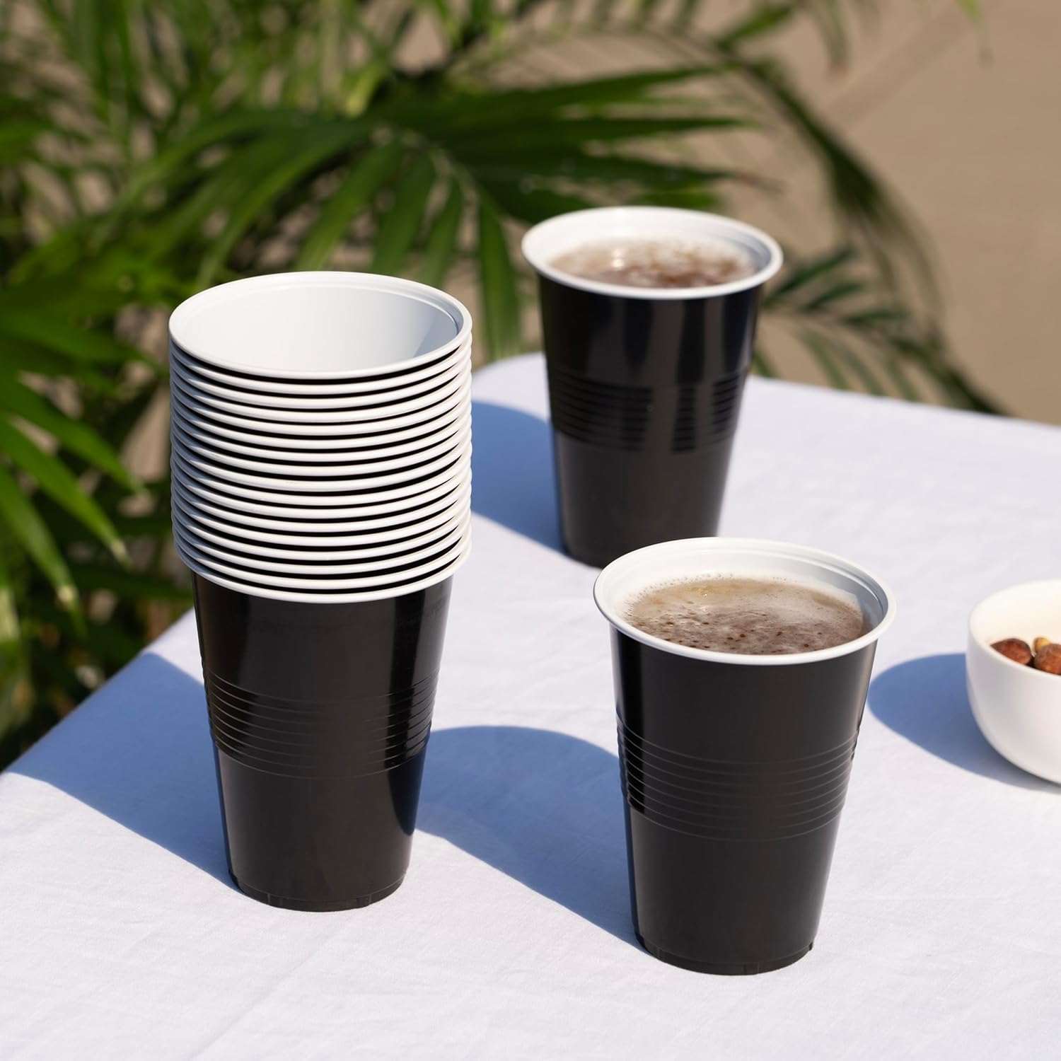 True Black 16oz Plastic Cups Set of 50 for Parties