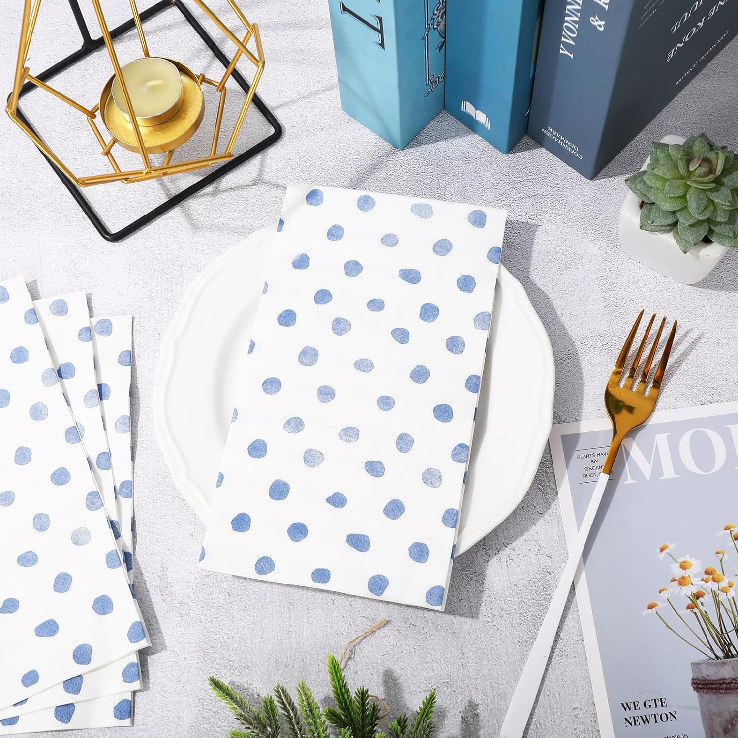 Whaline Polka Dots Paper Napkins 80Pcs Wedding Party Supplies