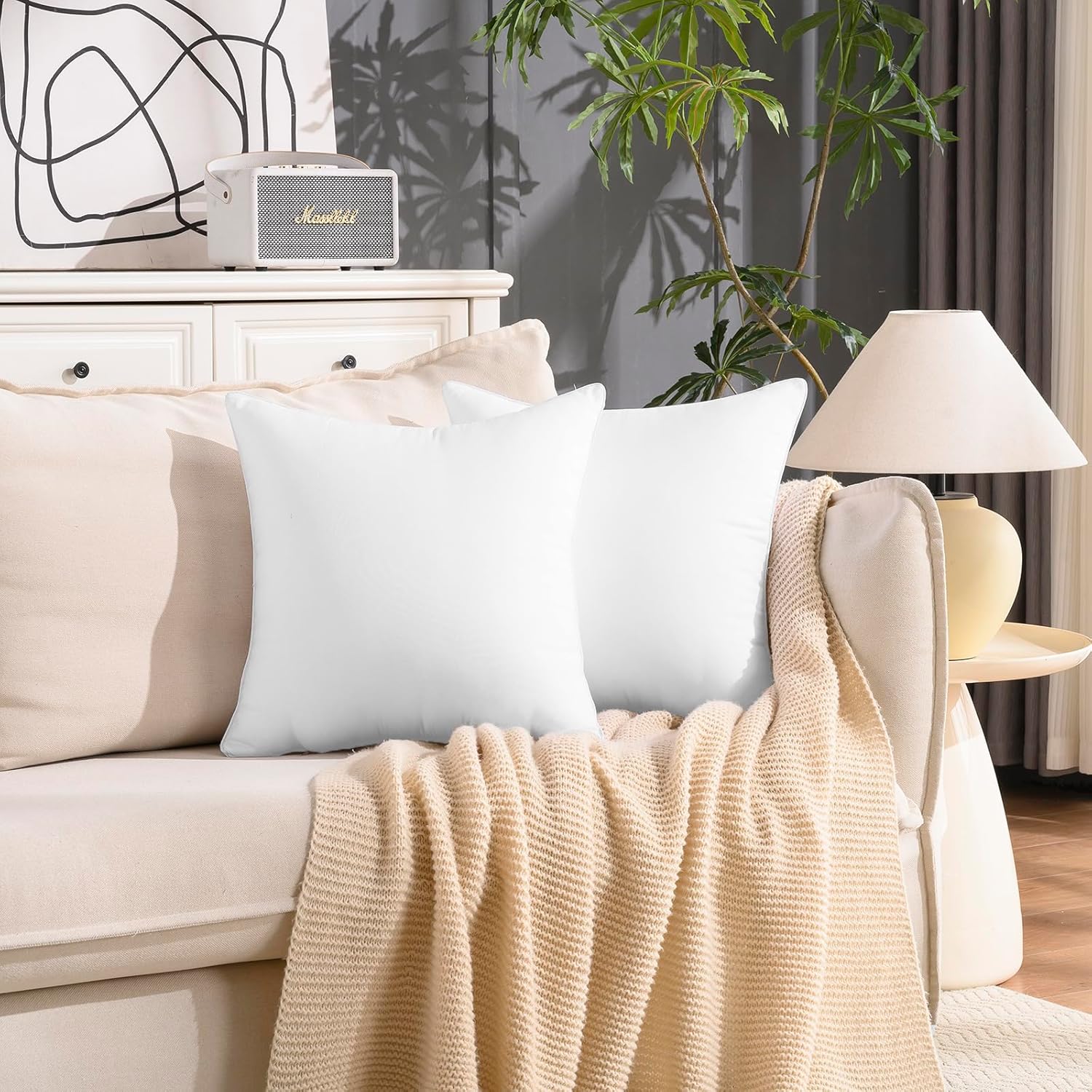 20 x 20 Waterproof Outdoor Pillow Inserts Set of 2