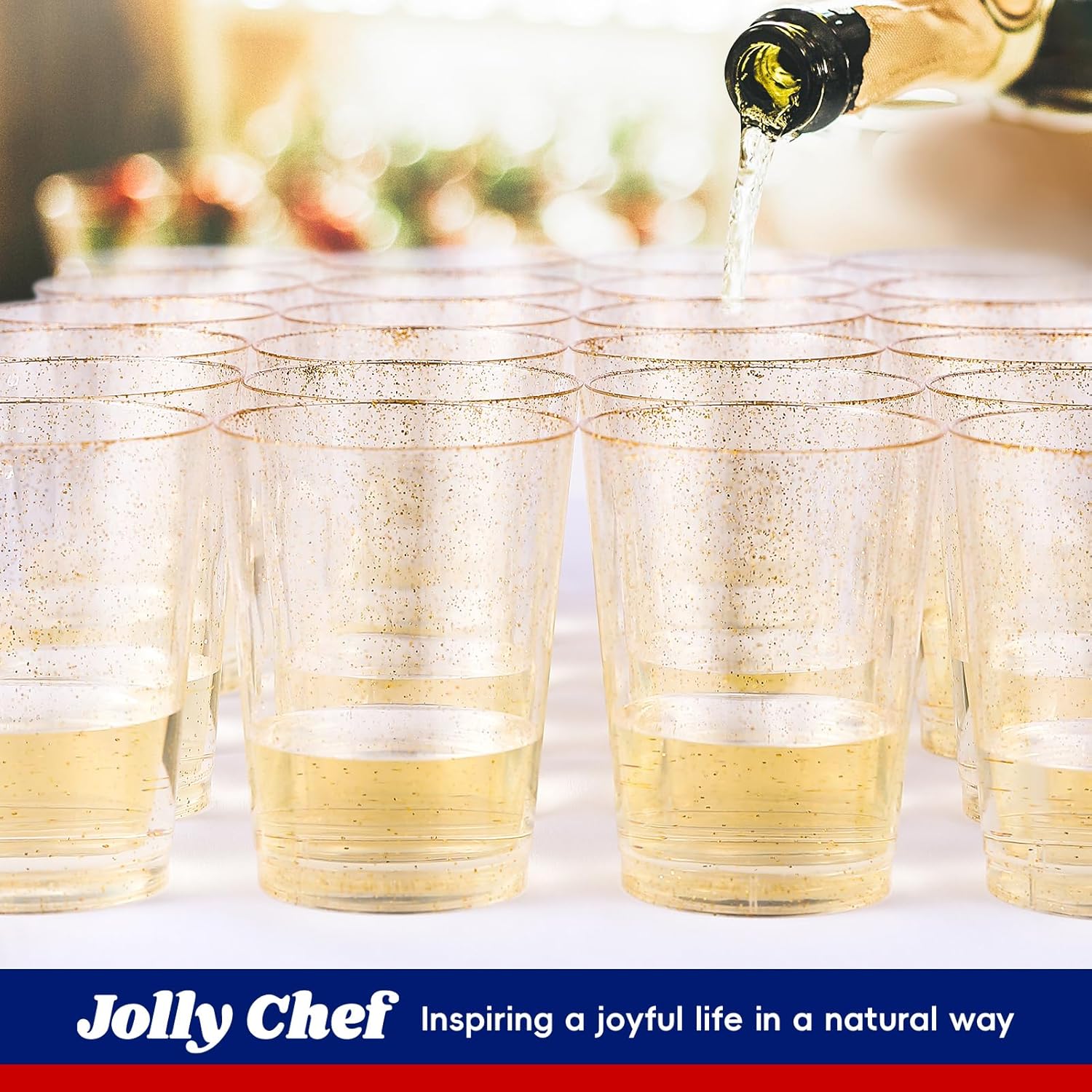 JOLLY CHEF 100 Pack 10 Oz Gold Plastic Cups