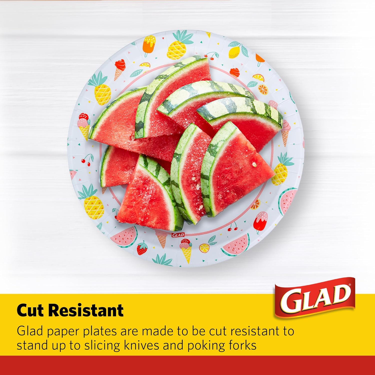 Glad Round Disposable Paper Plates Picnic Pattern 10 Inch 50 Count