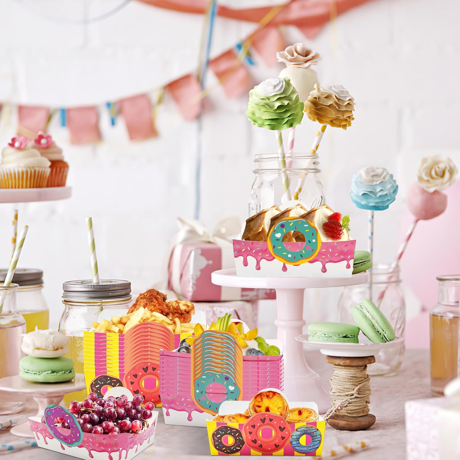 Donut Shaped Paper Snack Bowls 24pcs Birthday Party Decor