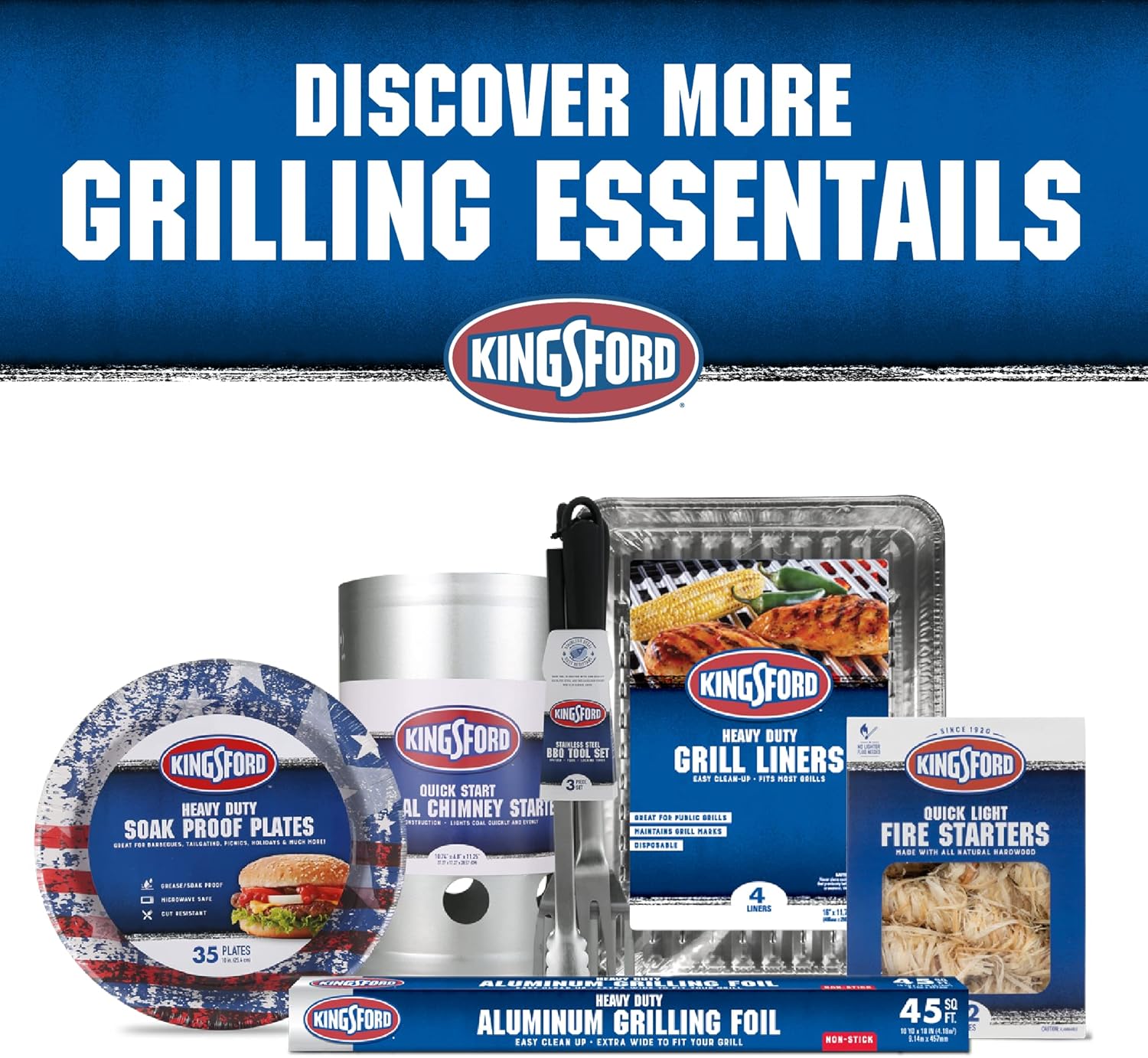 Kingsford Heavy Duty Soak Proof Plates 35 Count American Flag