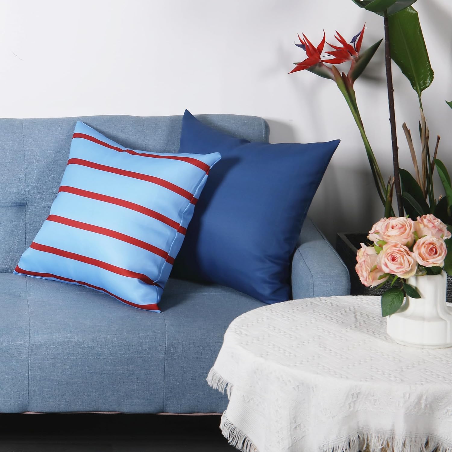 WHATWEARS 18x18 Inch Throw Pillows Set of 2 Navy Blue