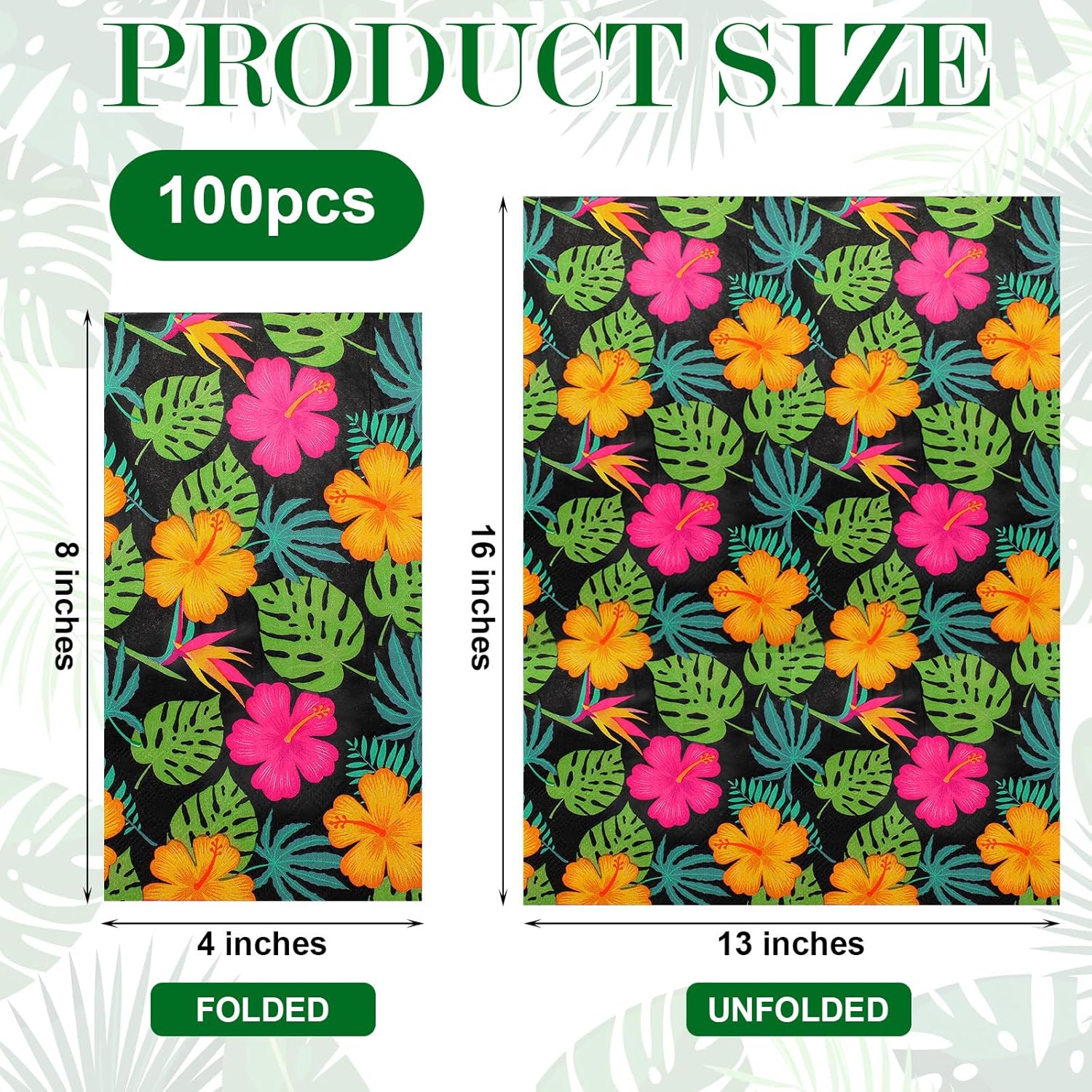 100 Pcs Tropical Hawaiian Cocktail Napkins for Summer Parties