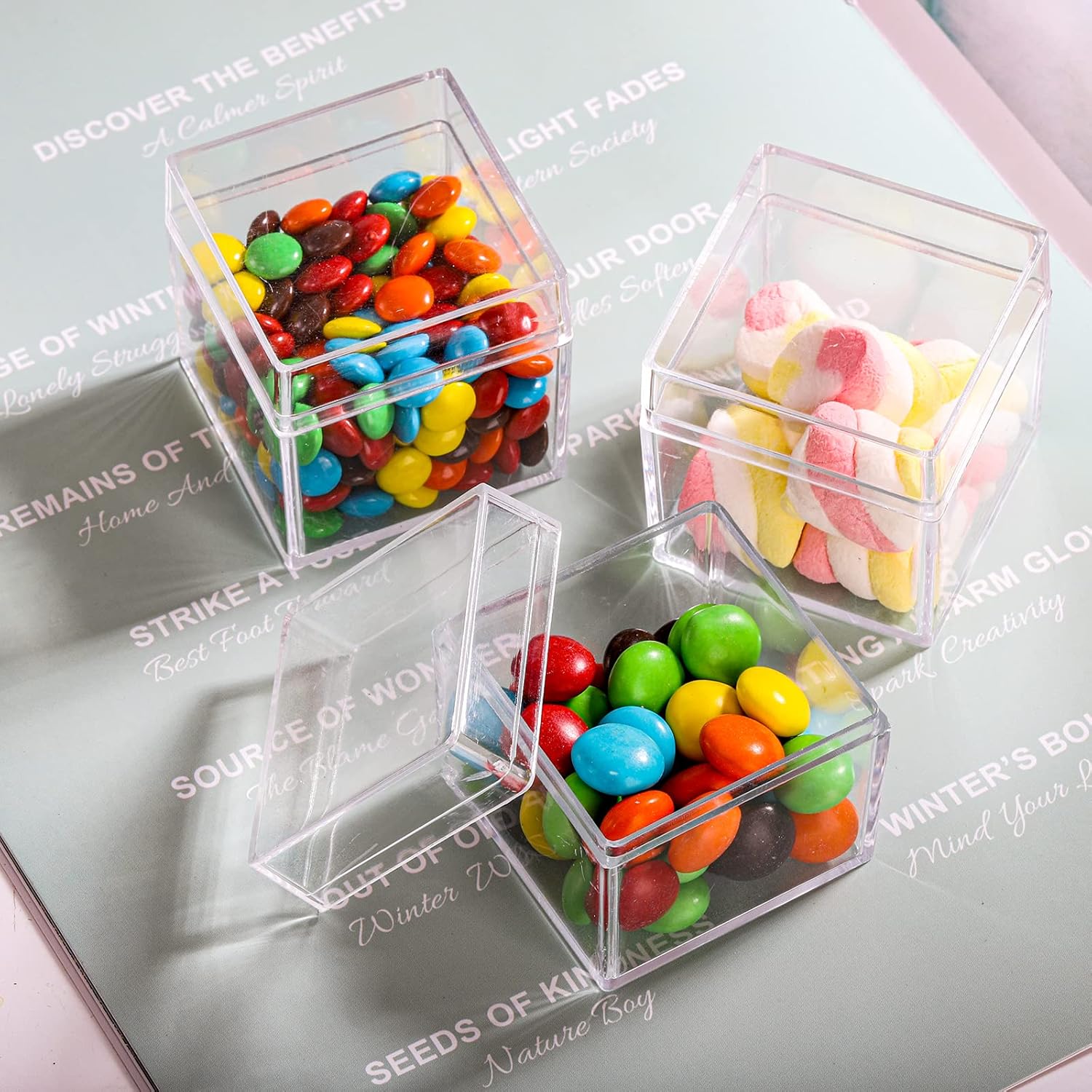 Okllen 36 Pack Acrylic Square Gift Boxes with Lids 2x2x2 Inches