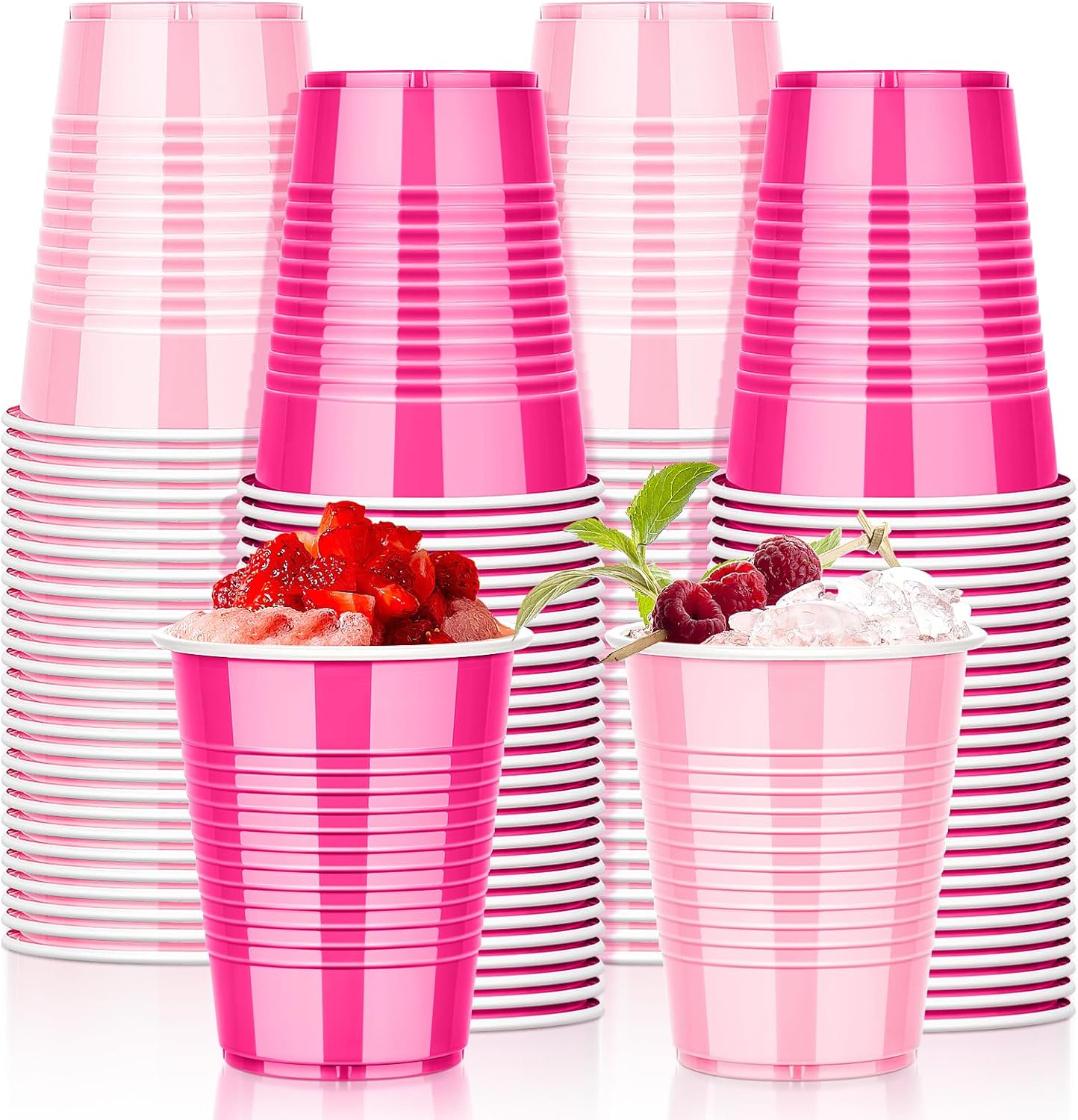 KesaPlan 100PCS 18 oz Plastic Cups Pink Party Disposable
