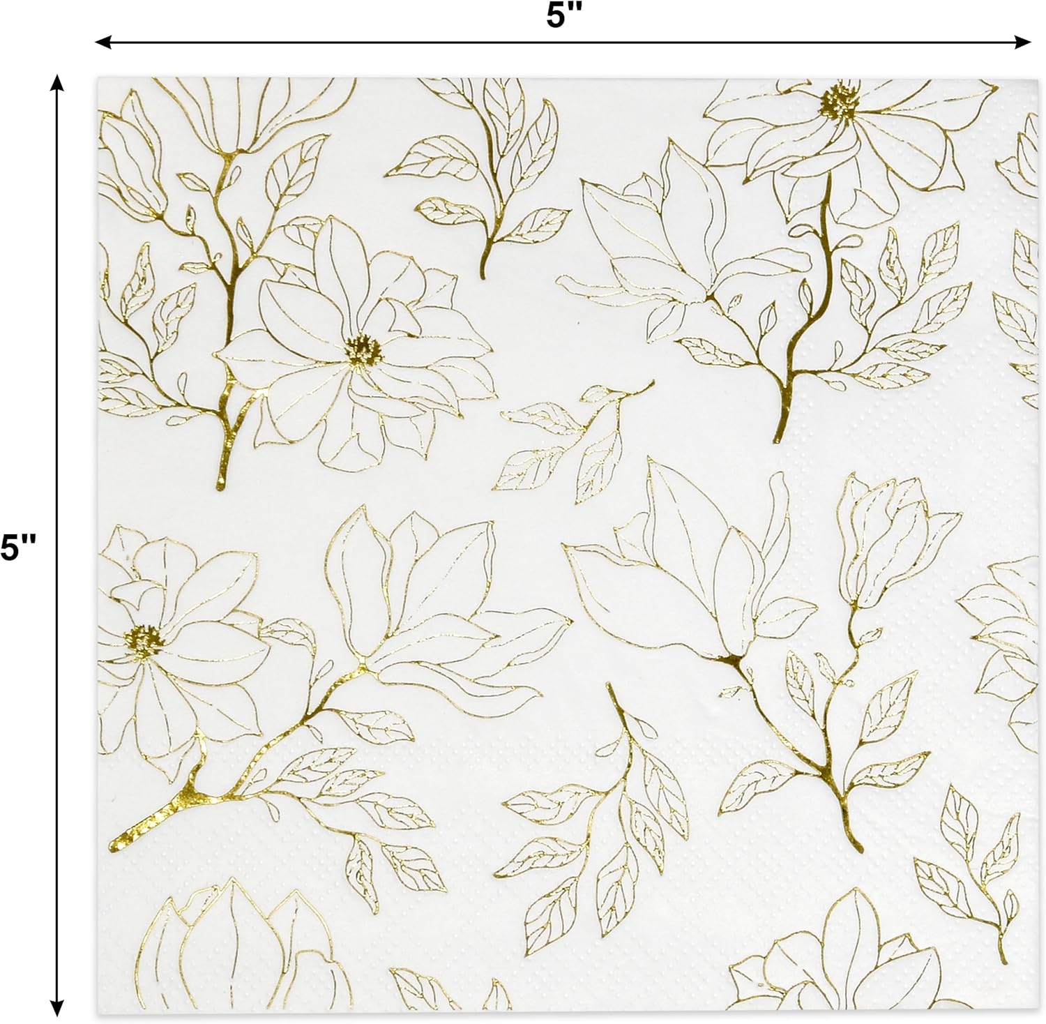 Gift Boutique Floral Napkins Gold White Disposable 10x10 Inches