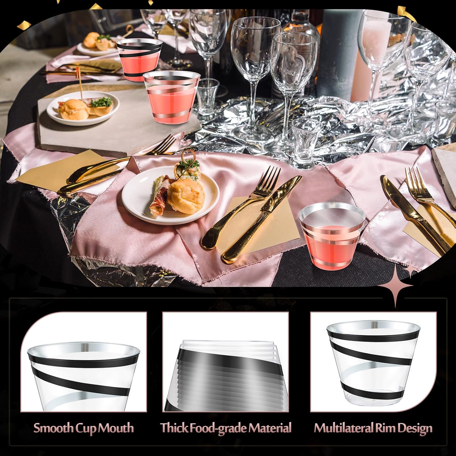 Gejoy 9 oz Clear Plastic Cups for Wedding and Party Use