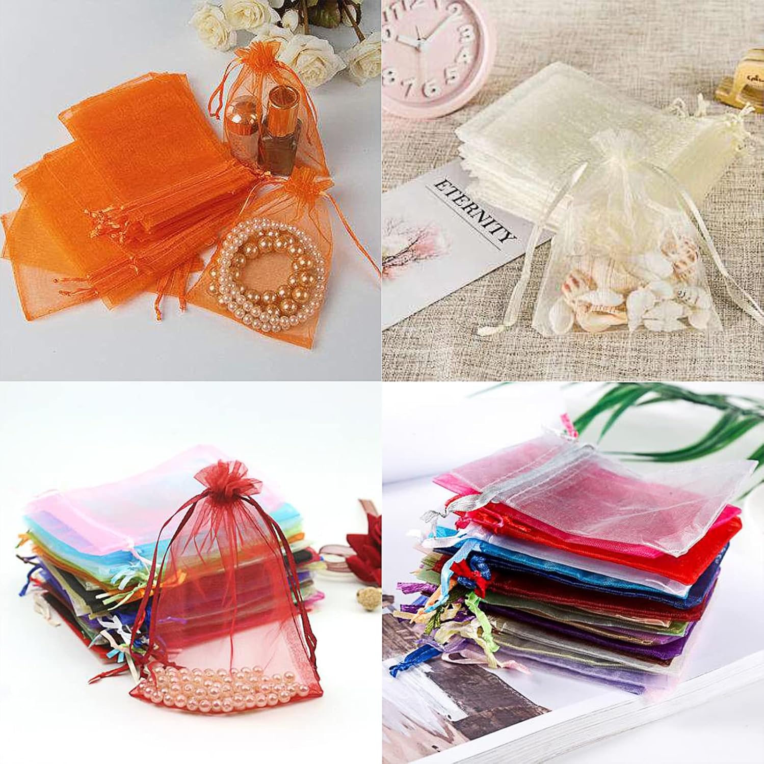 SAOYOAS 100Pcs 4x6 Inch Drawstring Organza Bags