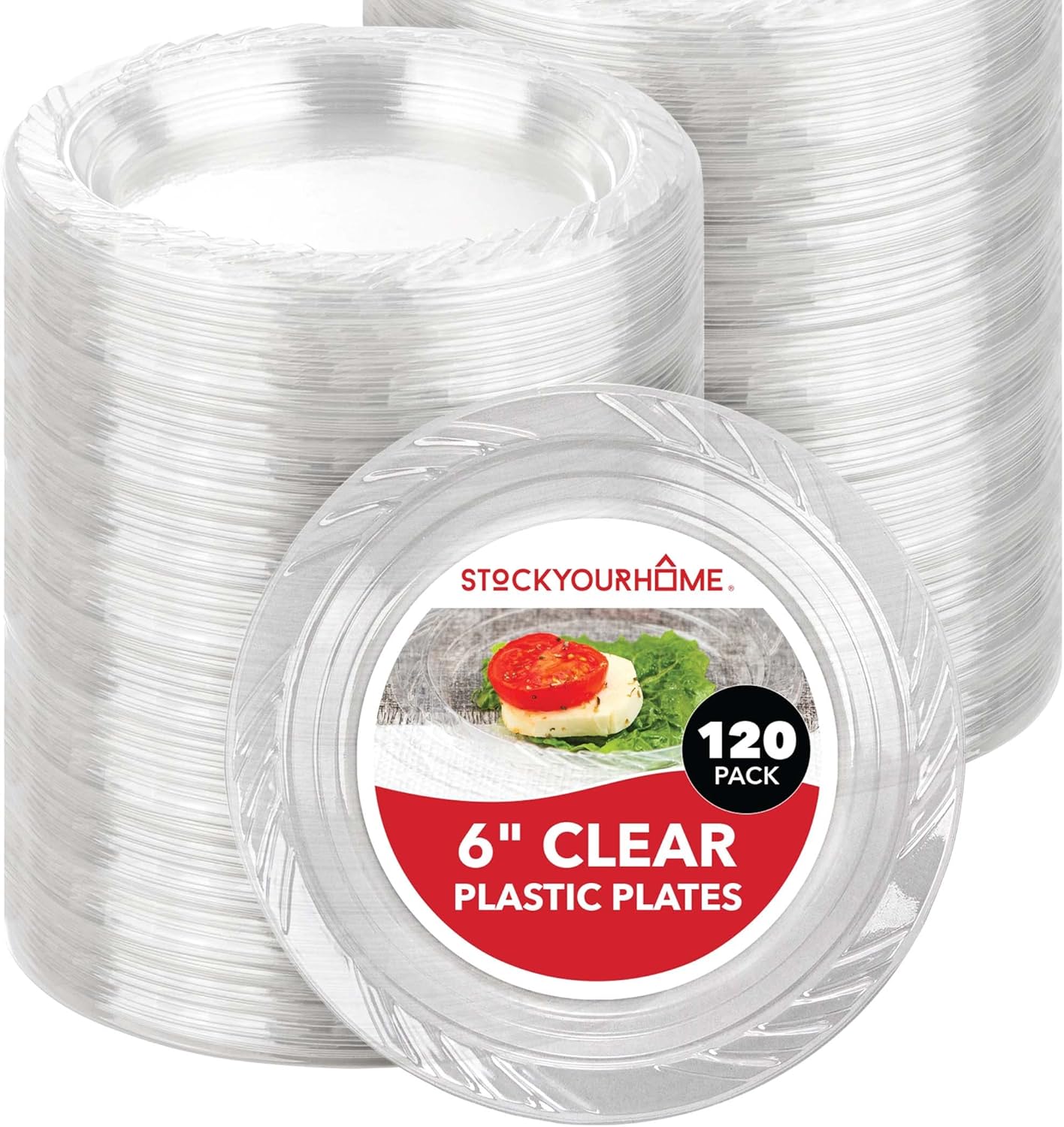 6-inch Clear Plastic Dessert Plates 120 Pack