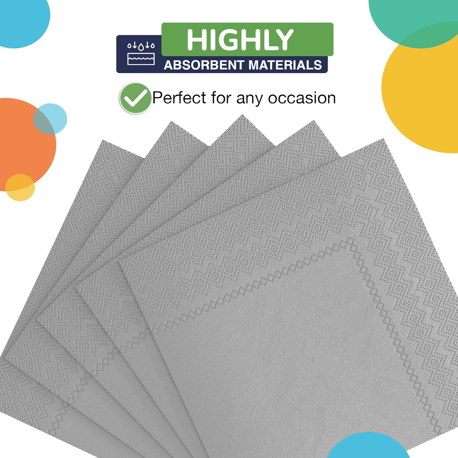 Exquisite 50 Pcs 2 Ply Silver Disposable Napkins for Parties