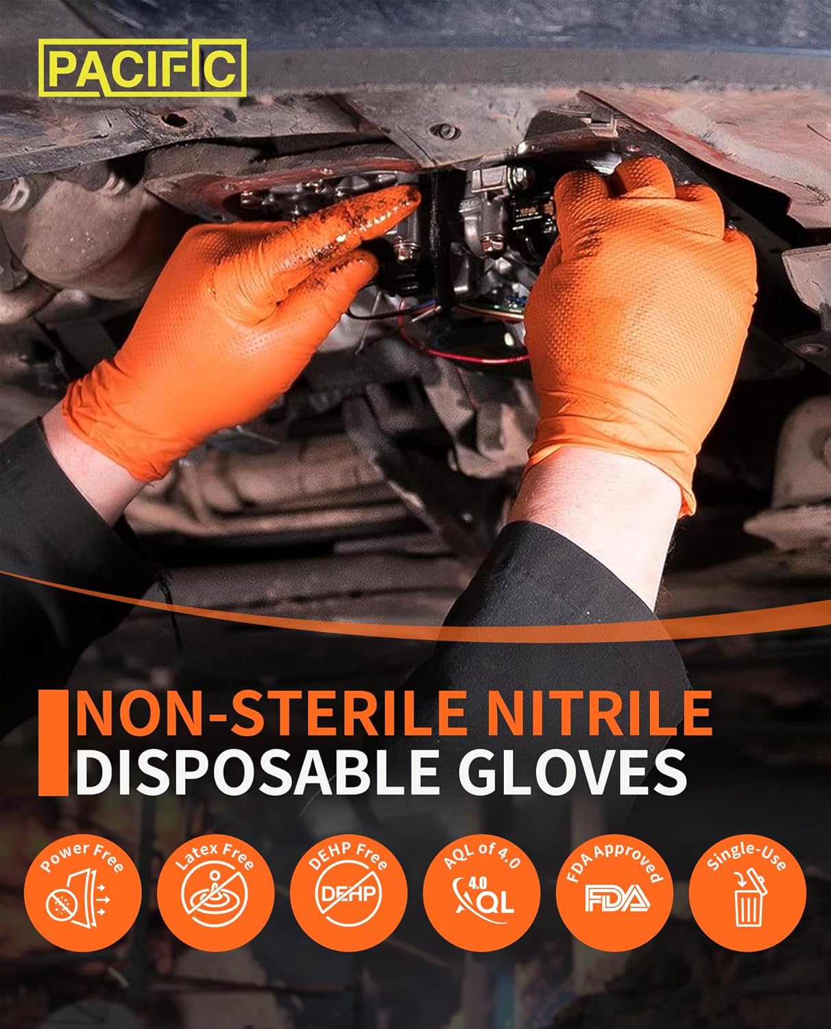 PACIFIC PPE Strength Nitrile Gloves 8 Mil Diamond Texture