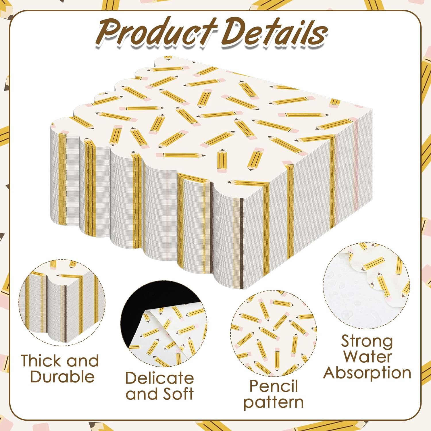 100 Pcs Mini Pencil Pattern Disposable Napkins