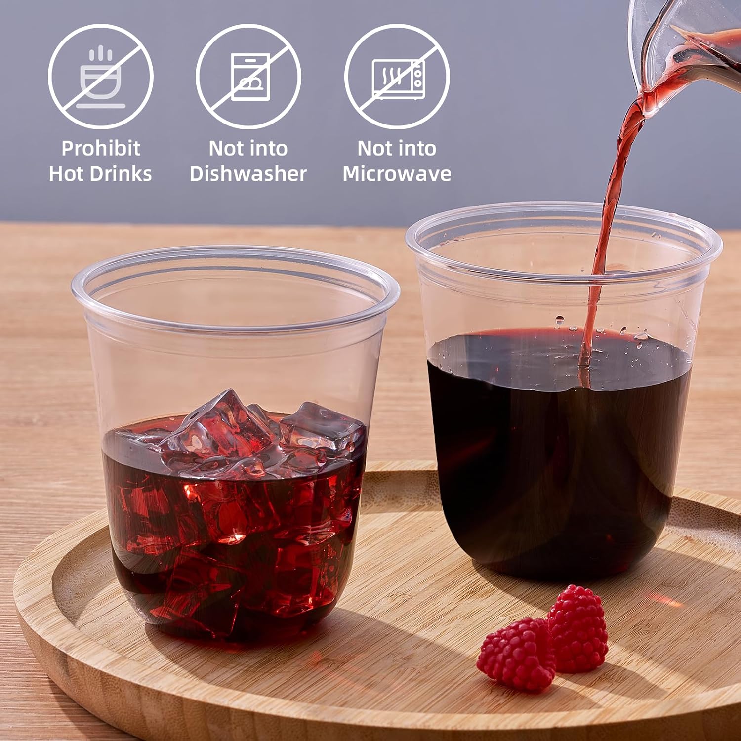 WELLIFE 12 oz Clear Plastic Cups 50 Pack for Parties