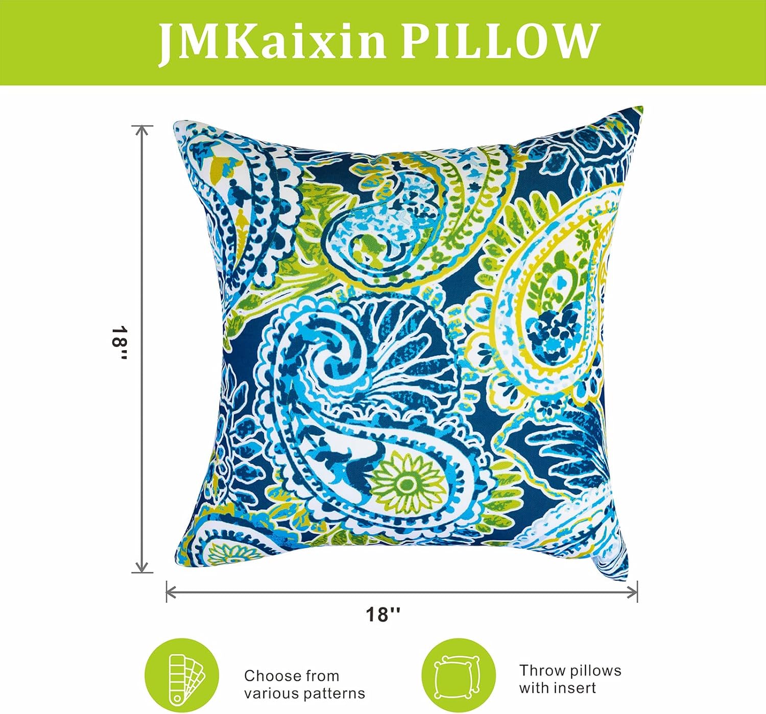 JMKaixin 2 Pack Outdoor Waterproof Throw Pillows