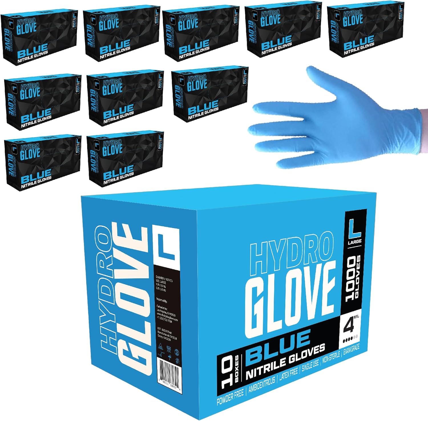 4 Mil Blue Nitrile Gloves Case of 1000