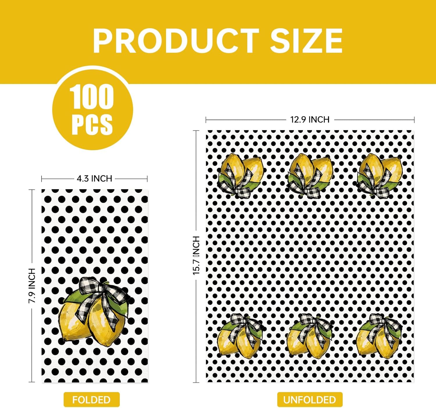 TAJWE 100 Count Black Polka Dots Disposable Napkins