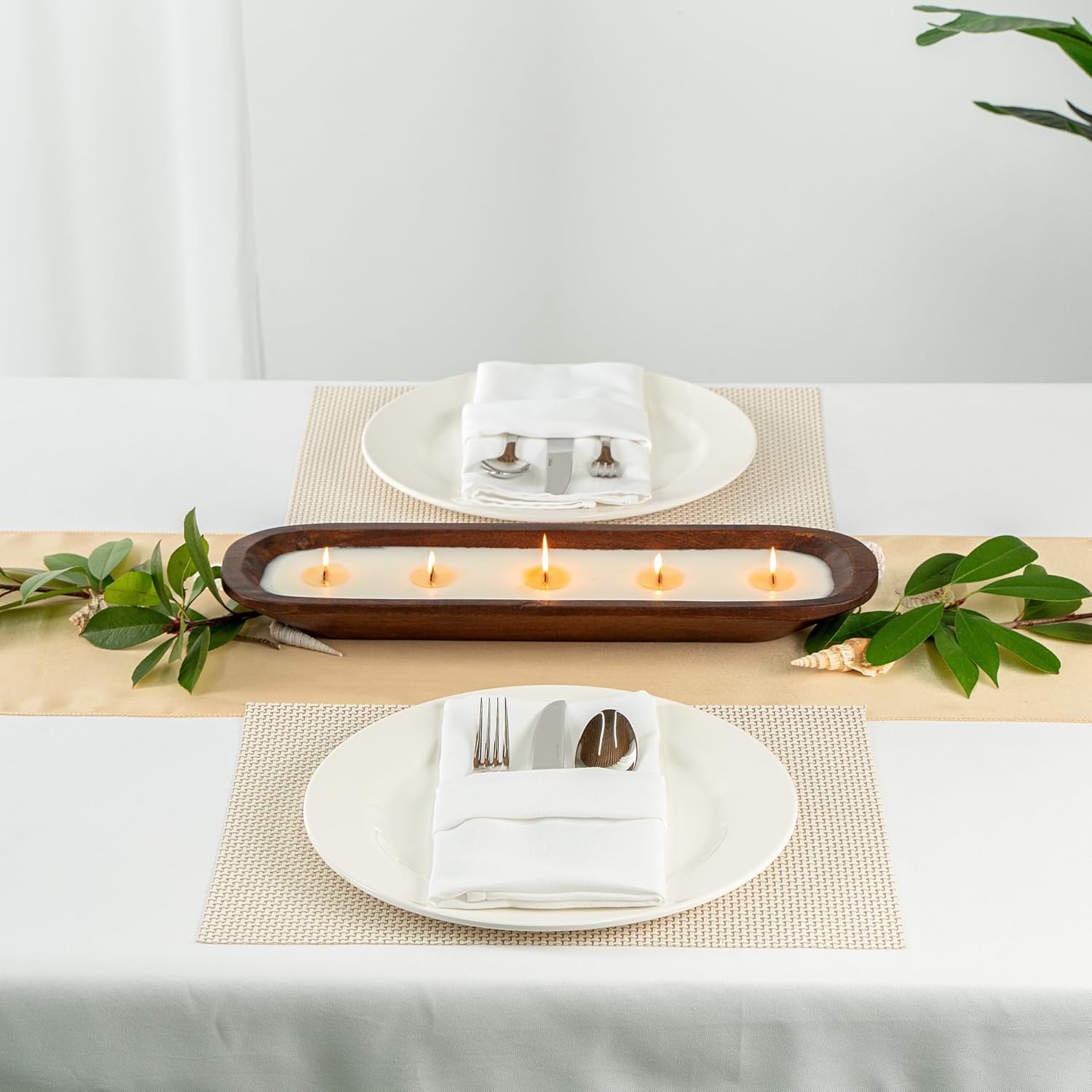 Coco Casa Wood Dough Bowl Candles with Wooden Wick