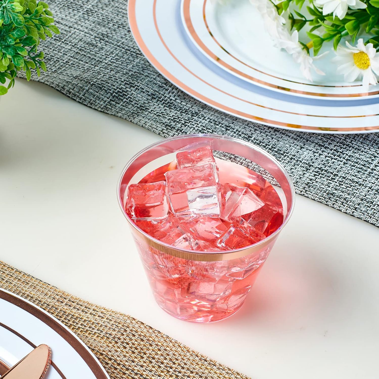 JOLLY CHEF 100 Pack Rose Gold Plastic Cups
