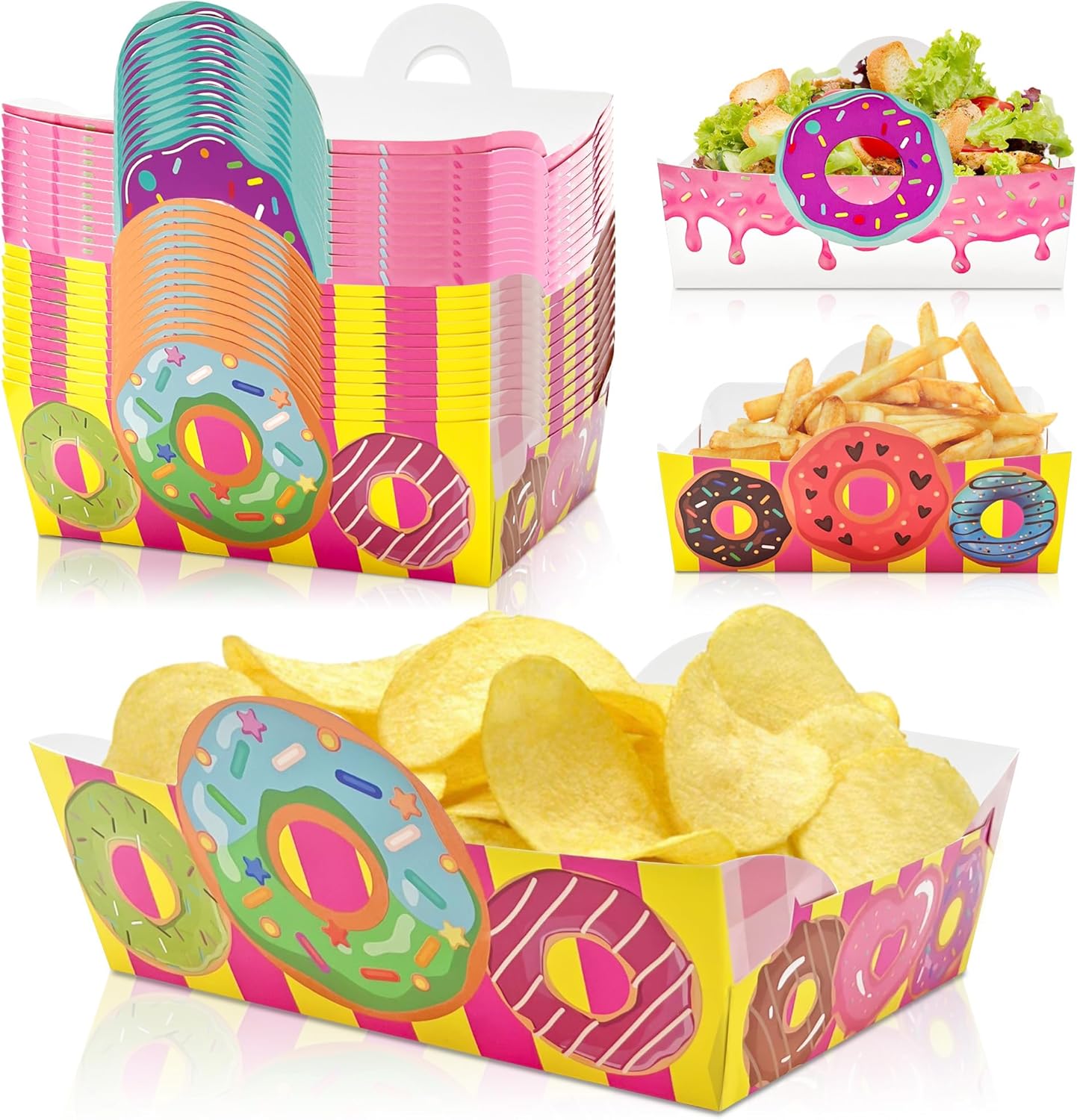 Donut Shaped Paper Snack Bowls 24pcs Birthday Party Decor