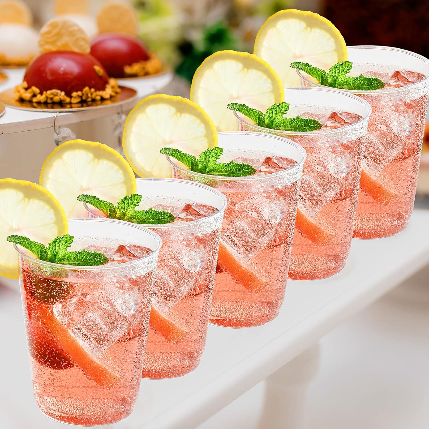 FOCUSLINE 10 Oz Clear Plastic Cups 100 Count