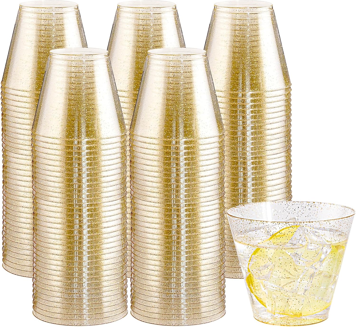 200pcs Gold Plastic Cups 9 Oz