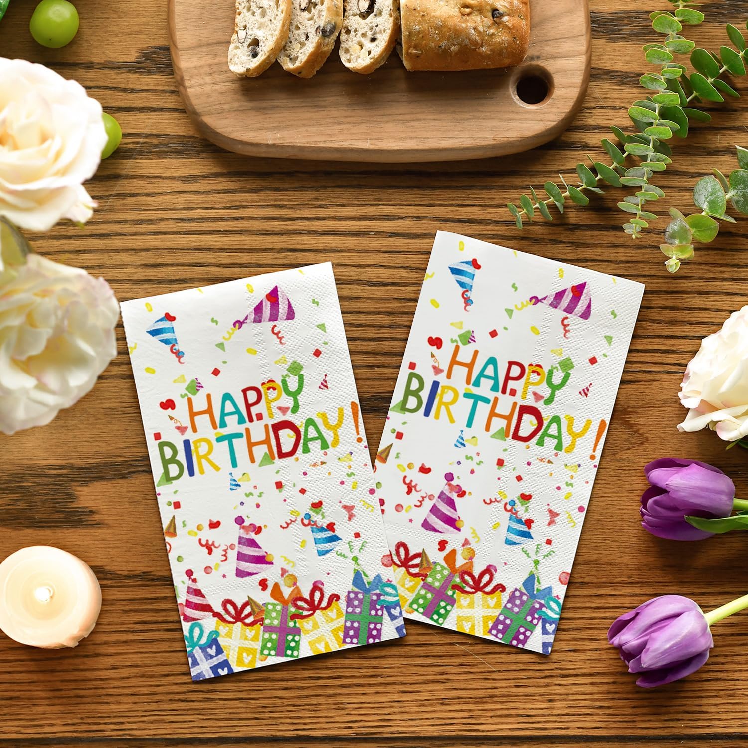 Horaldaily 100 Birthday Disposable Paper Napkins with Balloon Design