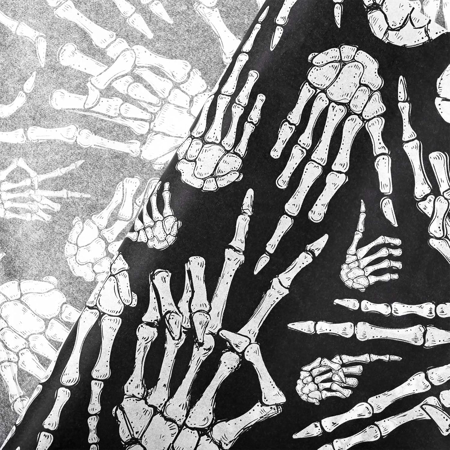 100 Sheets Halloween Tissue Paper 20x14 Inches Skeleton Design