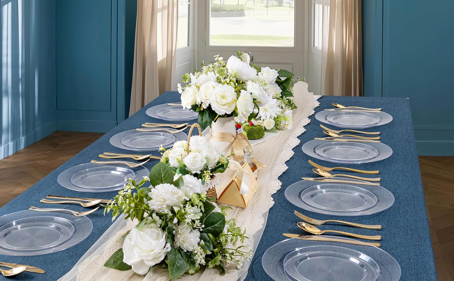 FLOWERCAT 200PCS Clear Plastic Plates for Parties