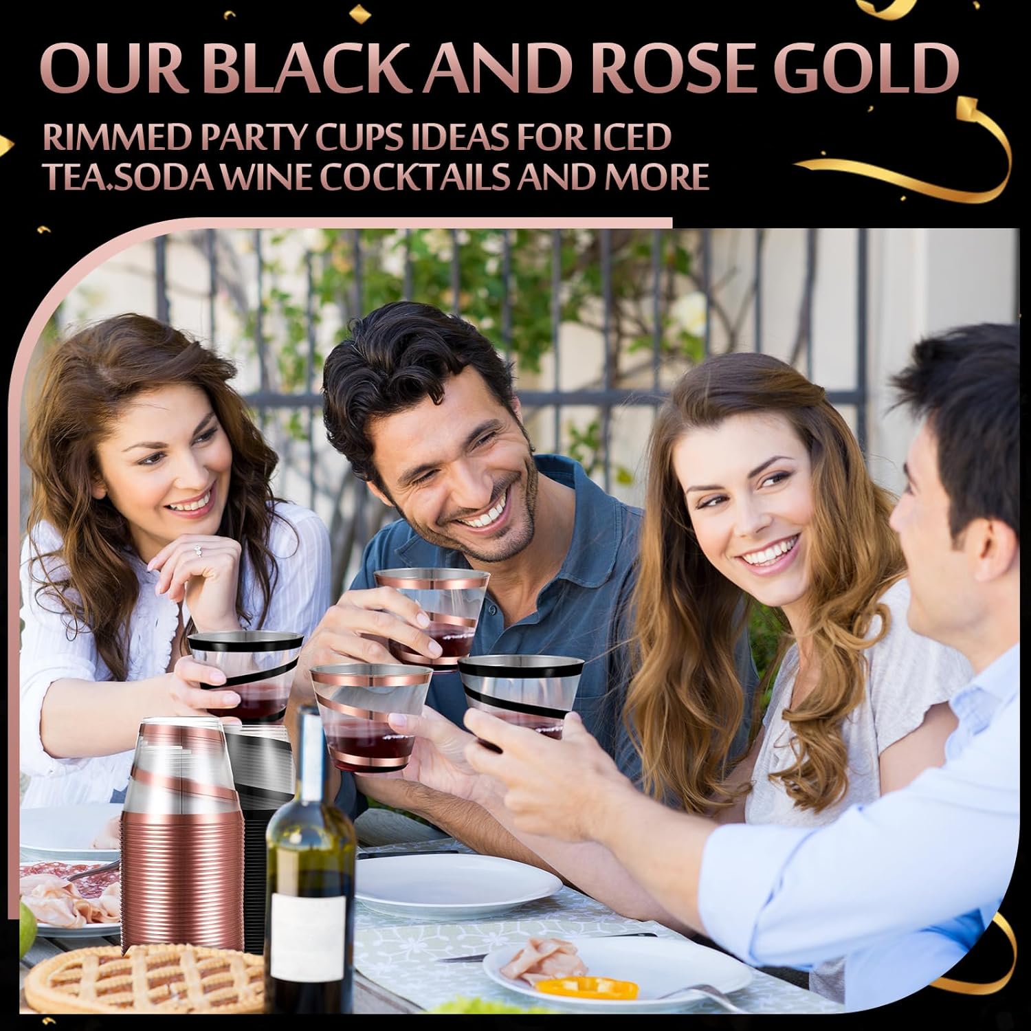 Gejoy 9 oz Clear Plastic Cups for Wedding and Party Use