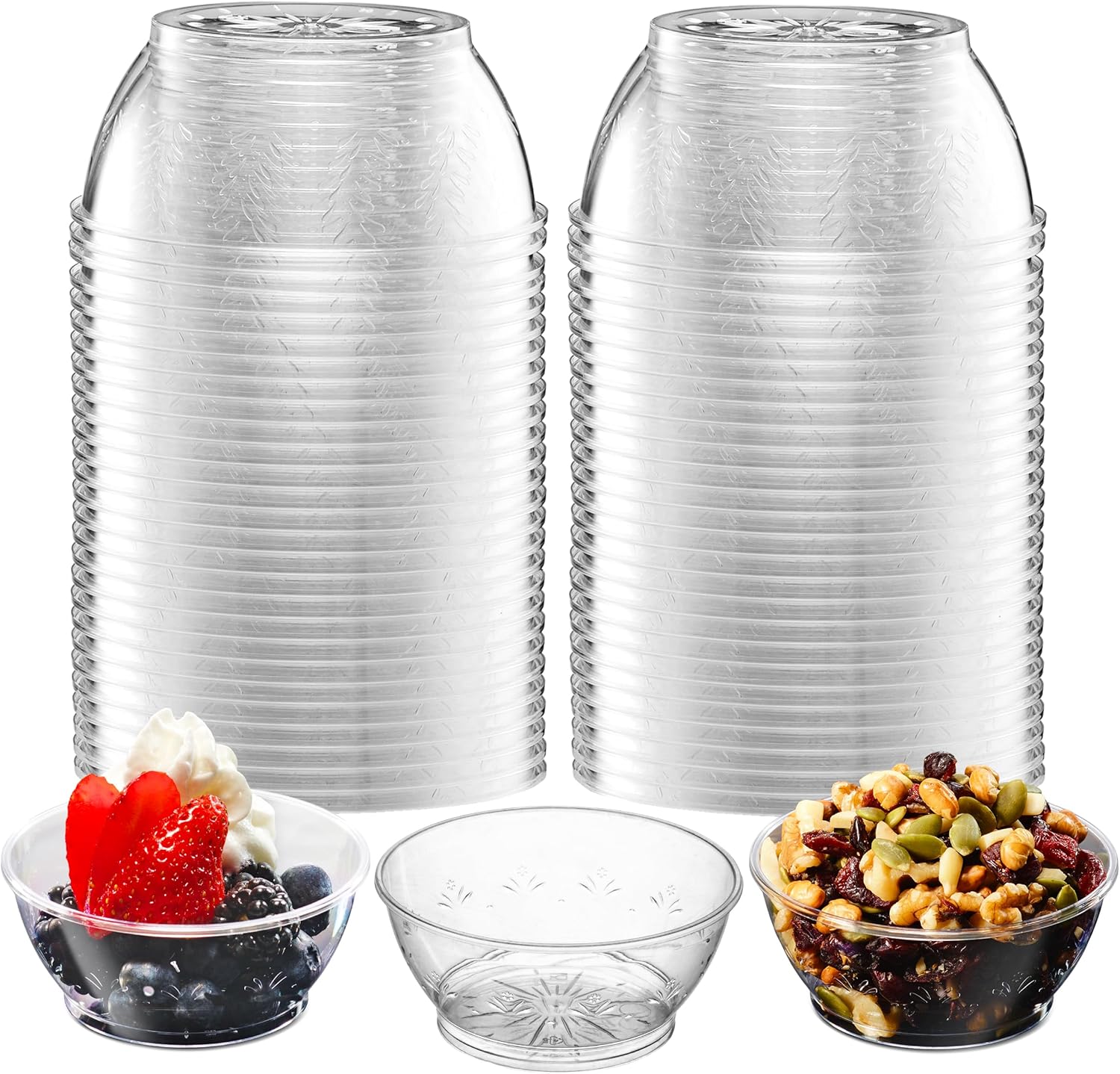 JoyServe Clear Mini Plastic Bowls 50 Pack 6 Oz