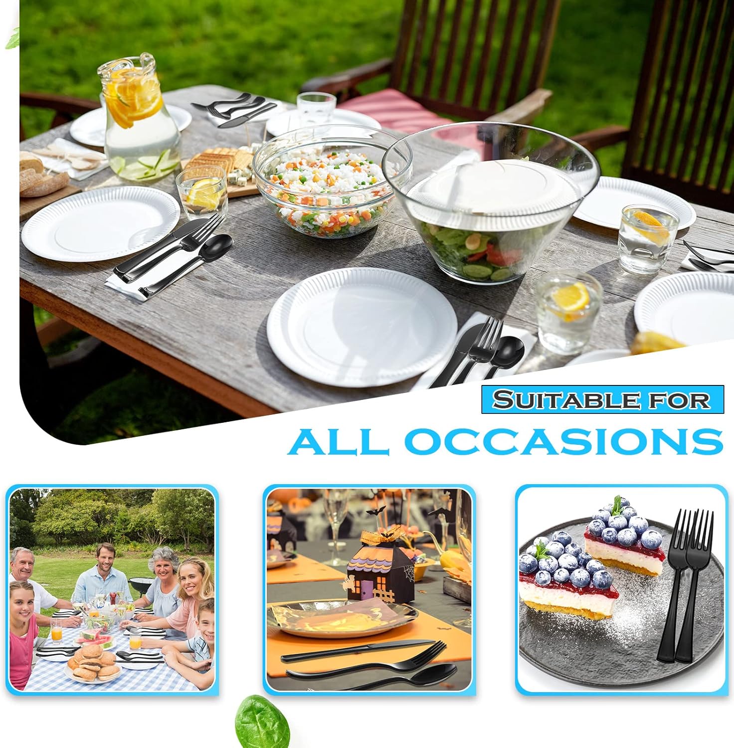 Minatee 150 Pieces Heavy Duty Plastic Cutlery Set