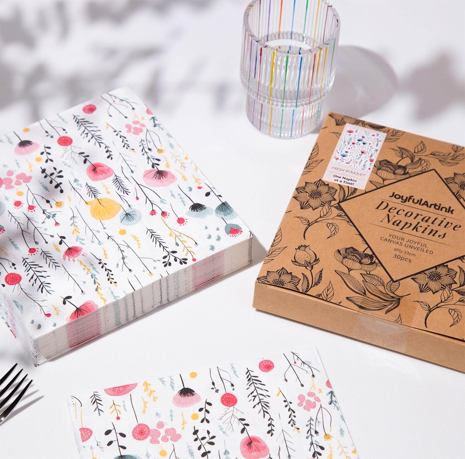 20 pcs Premium 3-Ply Floral Paper Napkins