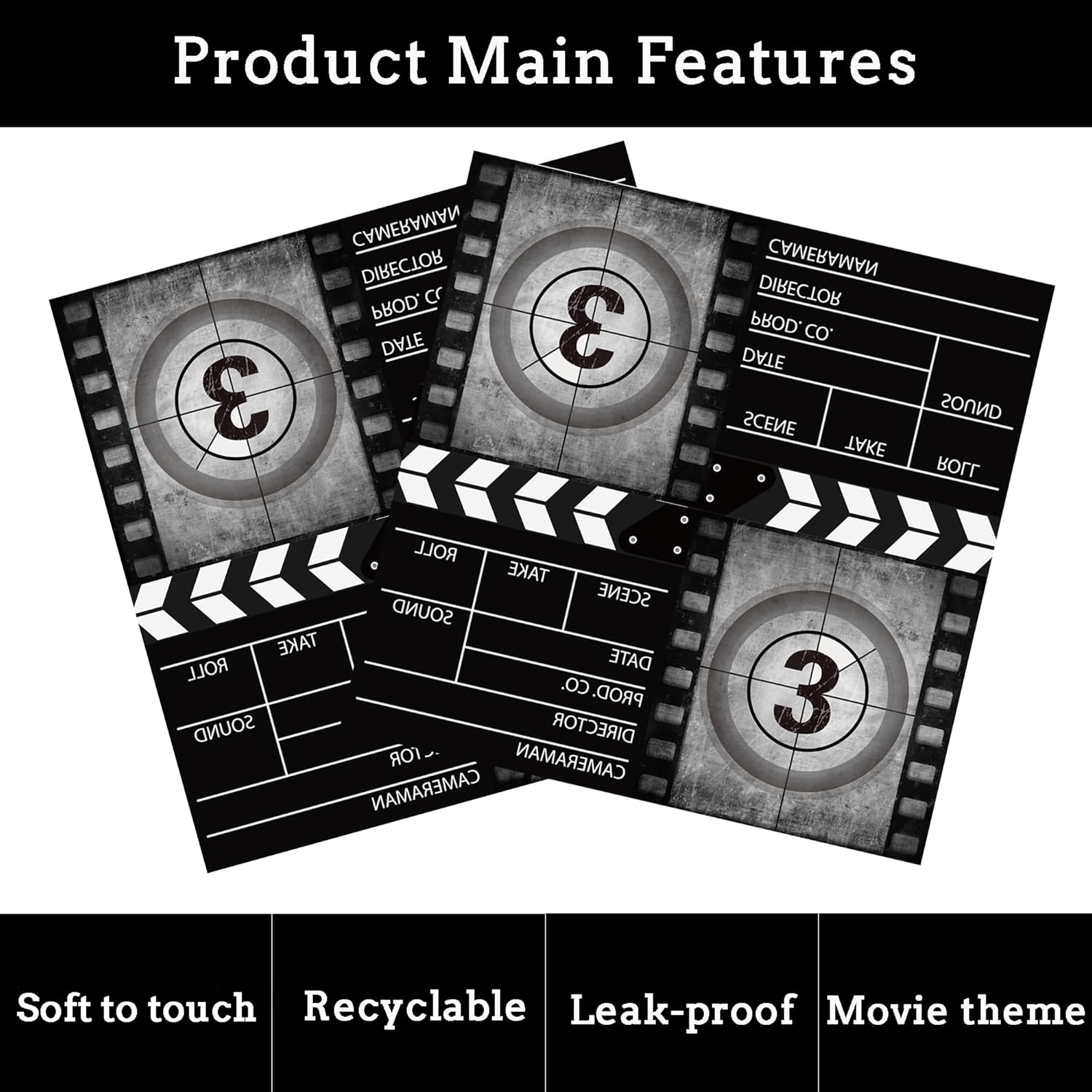 40Pcs Movie-Themed Paper Napkins Set - 65in Folded