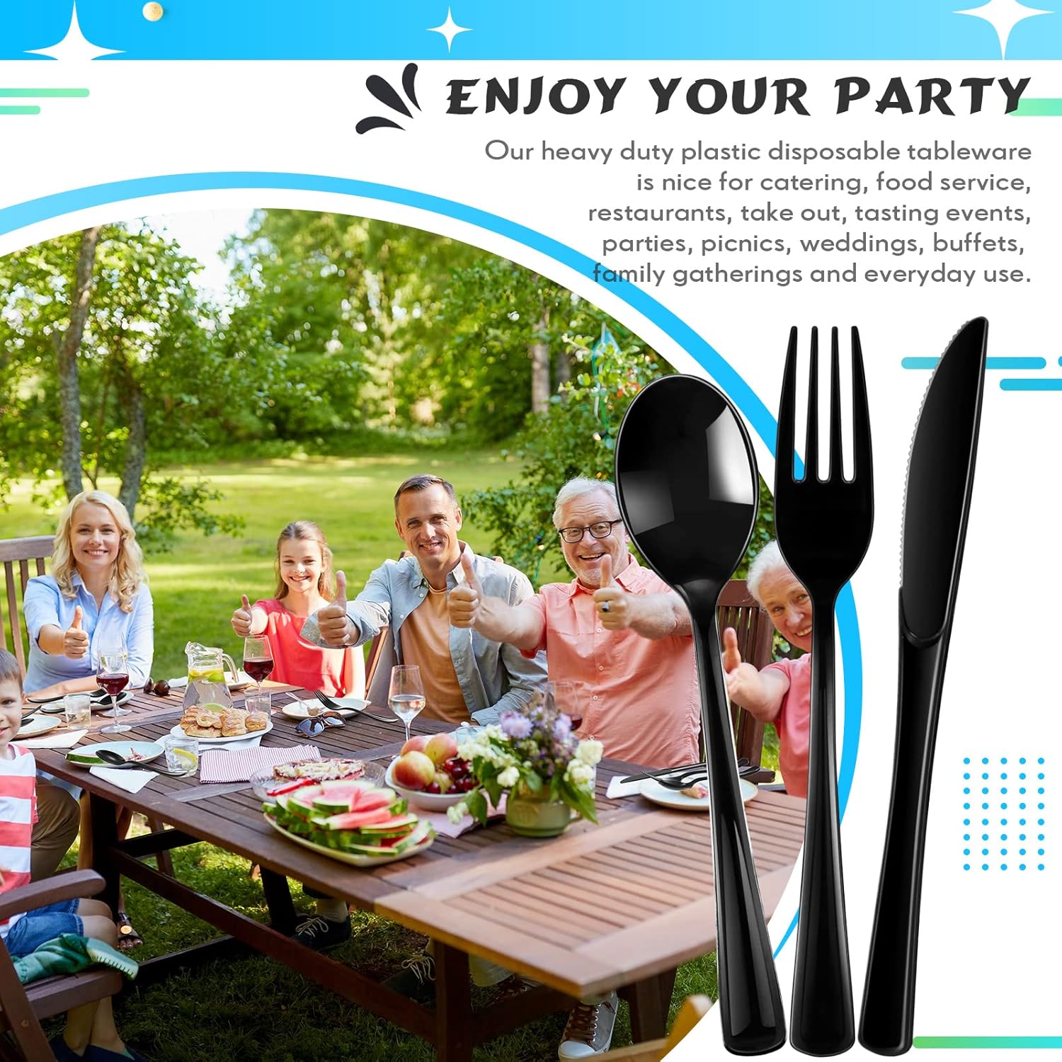 Minatee 150 Pieces Heavy Duty Plastic Cutlery Set
