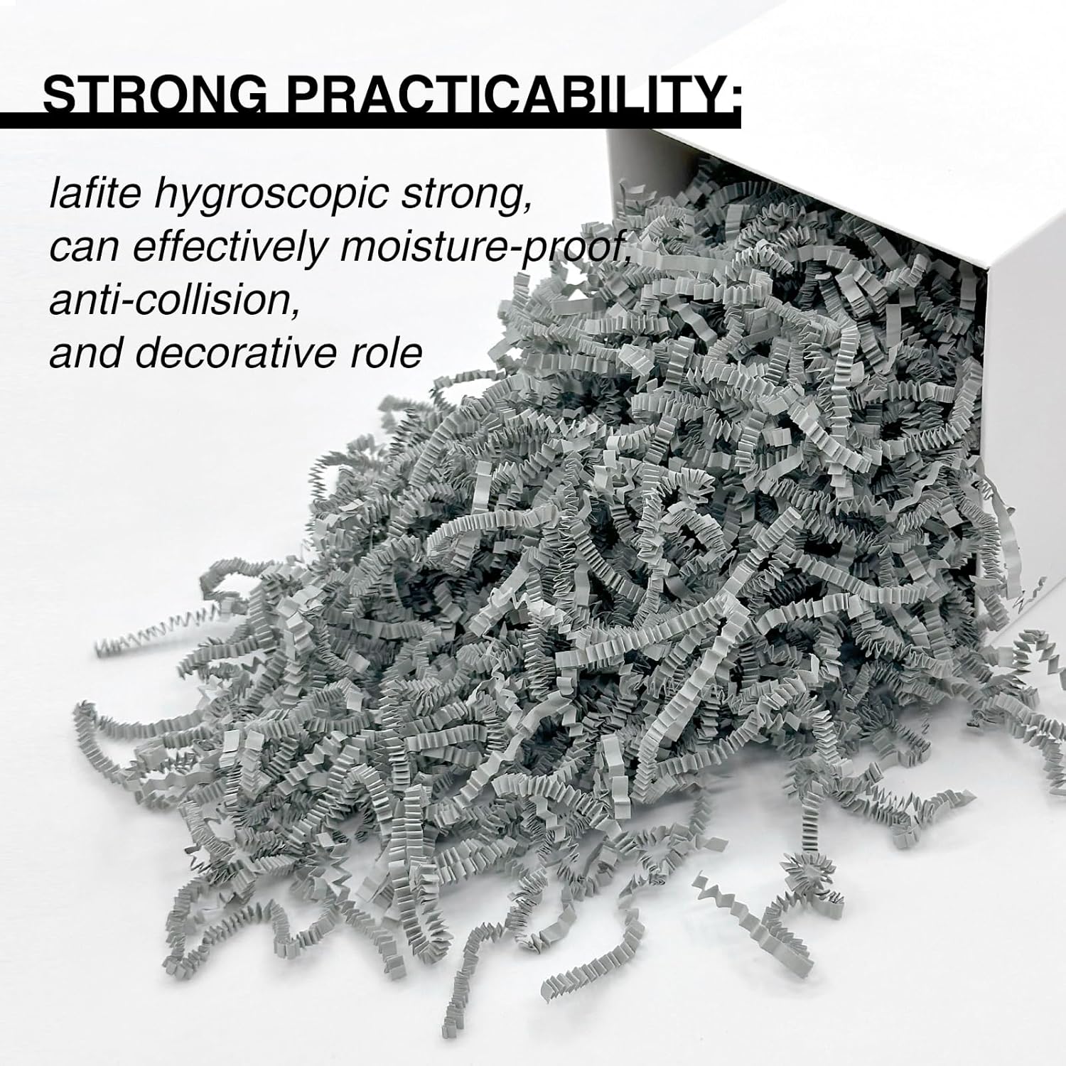 2LB Grey Crinkle Paper Shred Filler for Gifts