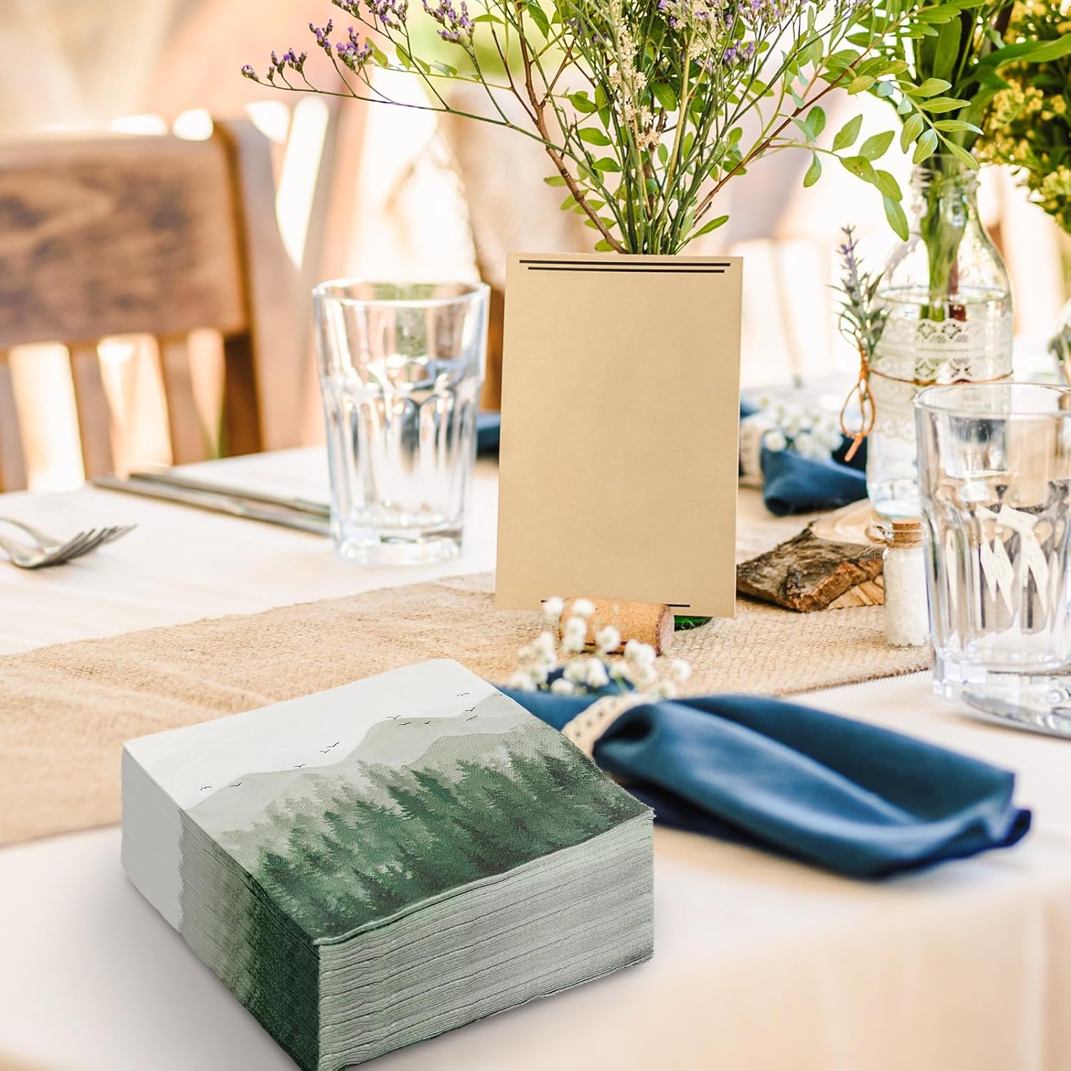 AnyDesign 80 Pack Green Misty Forest Paper Napkins