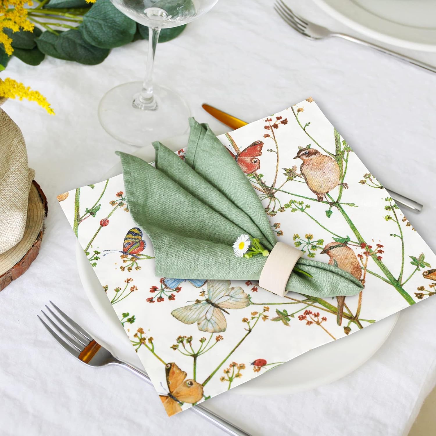 AnyDesign 100 Pack Watercolor Butterfly Napkins