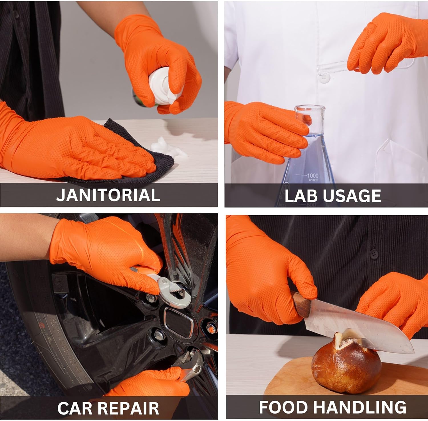 Industrial Nitrile Gloves 8 Mil Heavy Duty Orange