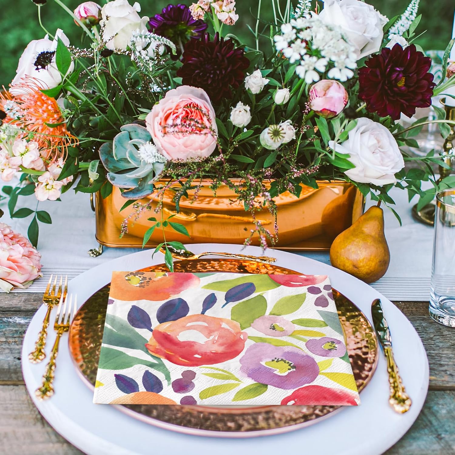 80Pcs Floral Watercolor Dinner Napkins