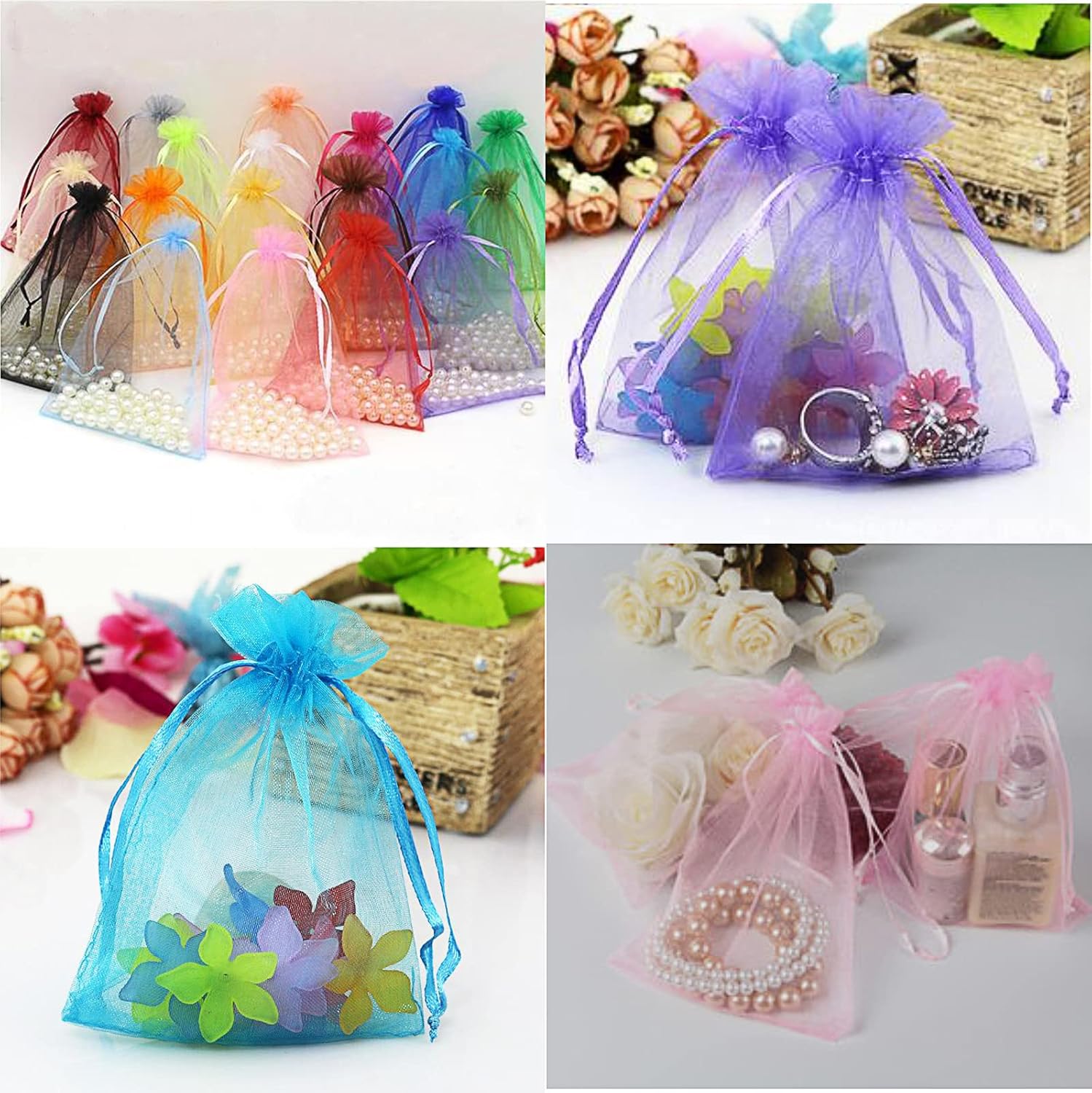 SAOYOAS 100Pcs 4x6 Inch Drawstring Organza Bags