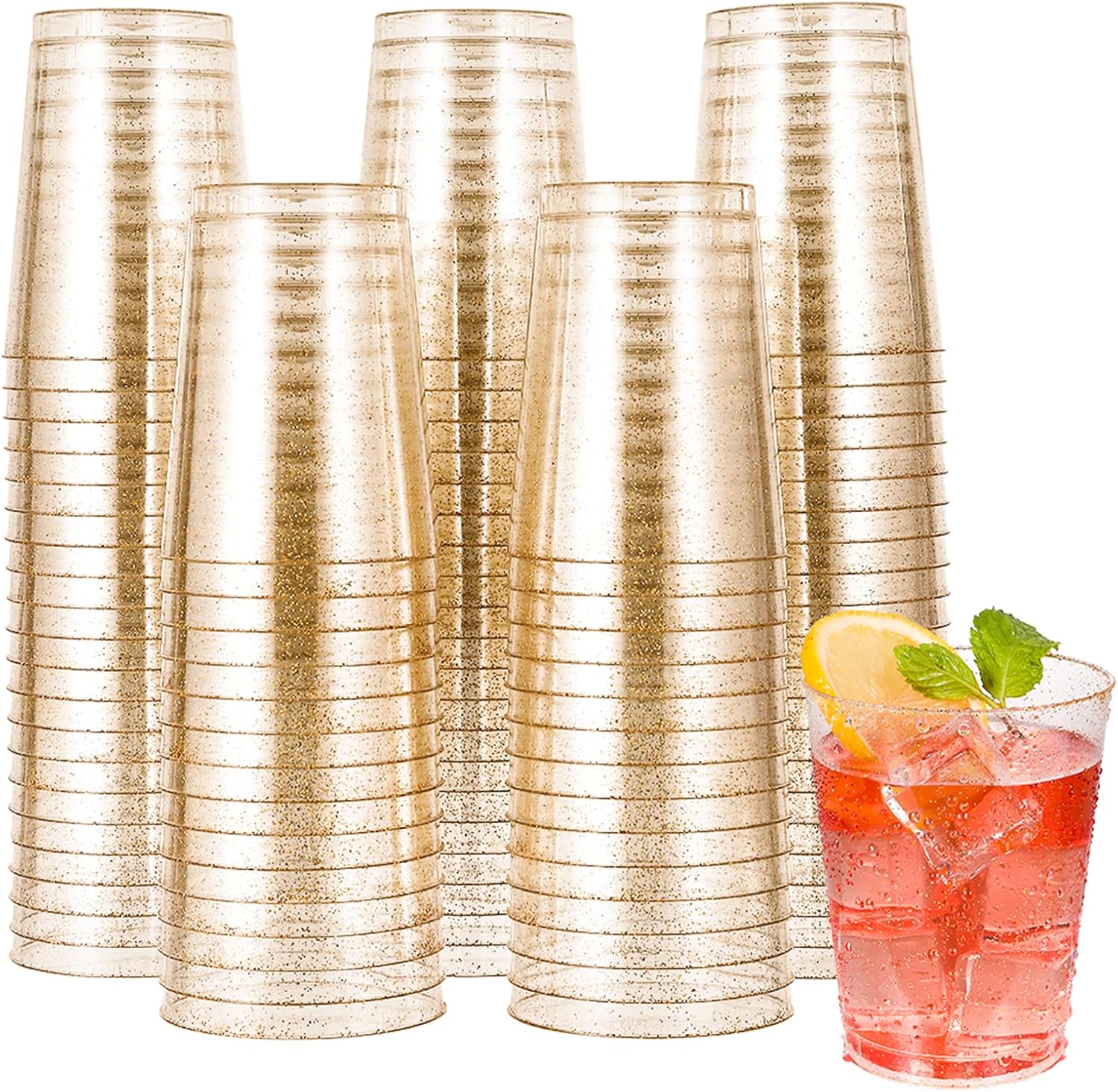 JOLLY CHEF 100 Pack 10 Oz Gold Plastic Cups