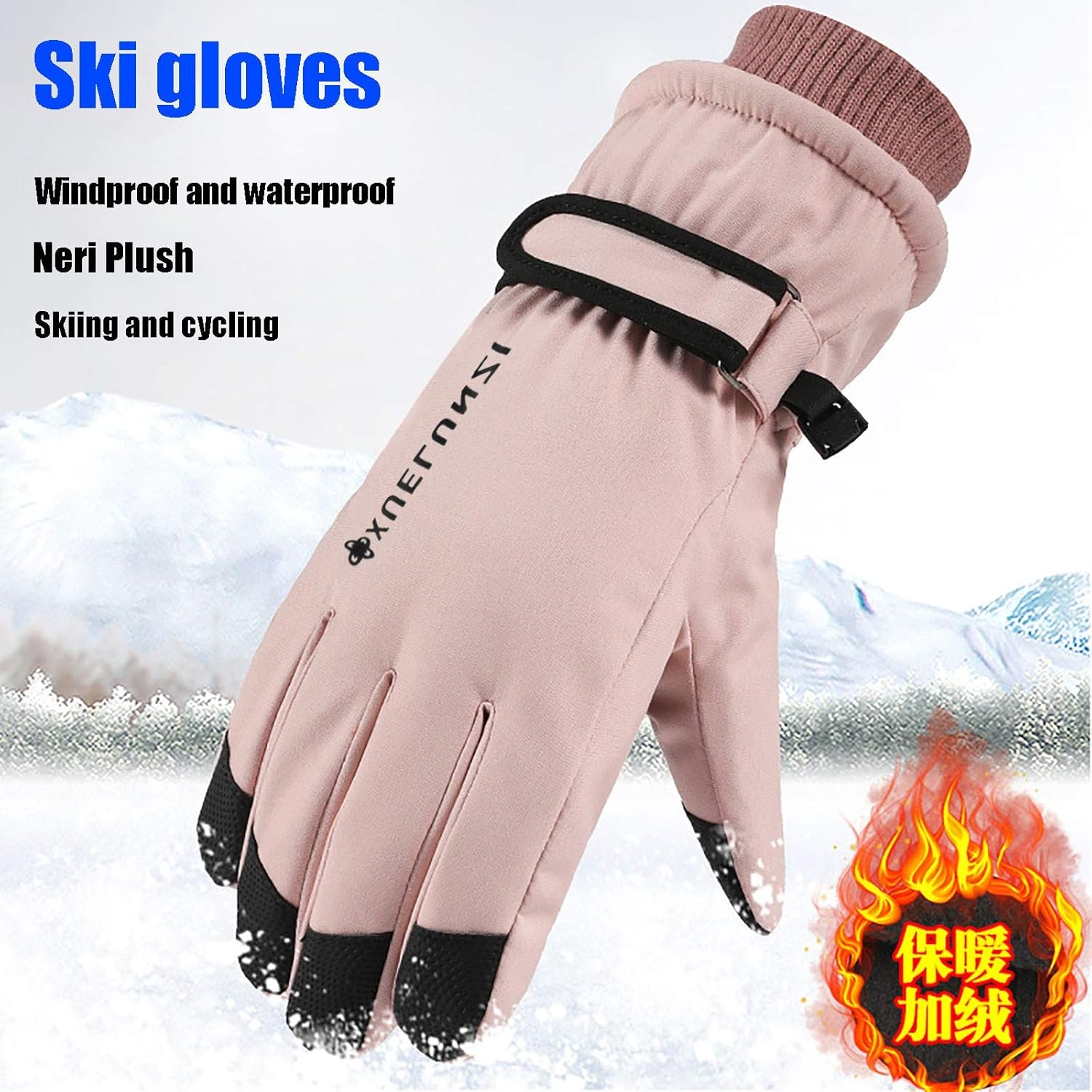 Mens Winter Windproof Touchscreen Velvet Gloves for Cold Weather