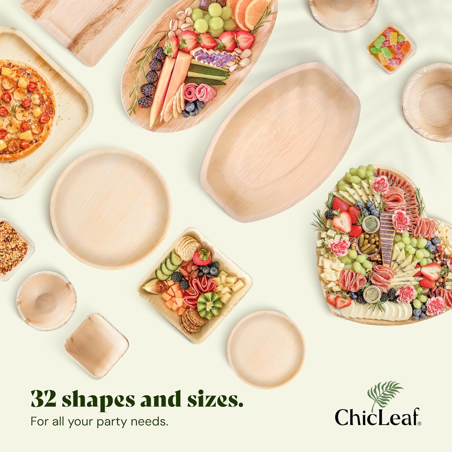 Chic Leaf Compostable Bamboo Plates 10 7 Inch Square