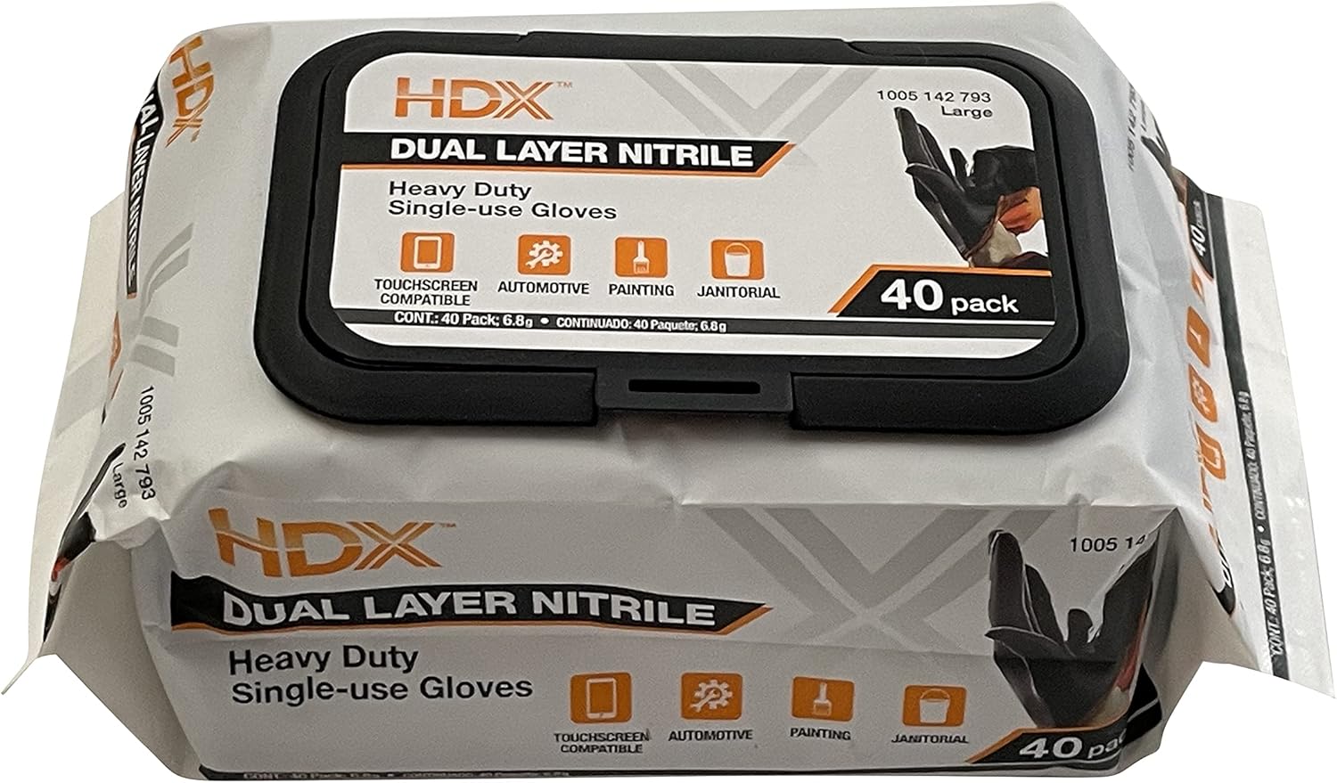HDX Black Dual Layer 6ml Heavy Duty Nitrile Gloves 40 Pack