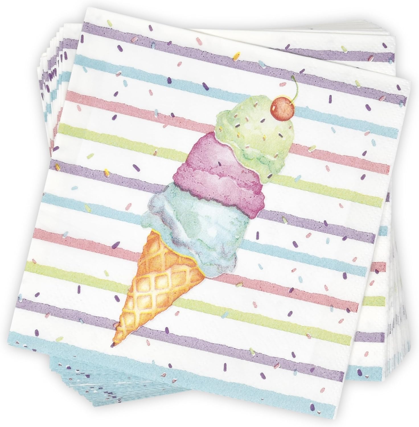 Gift Boutique Ice Cream Cone Napkins for Birthday Parties