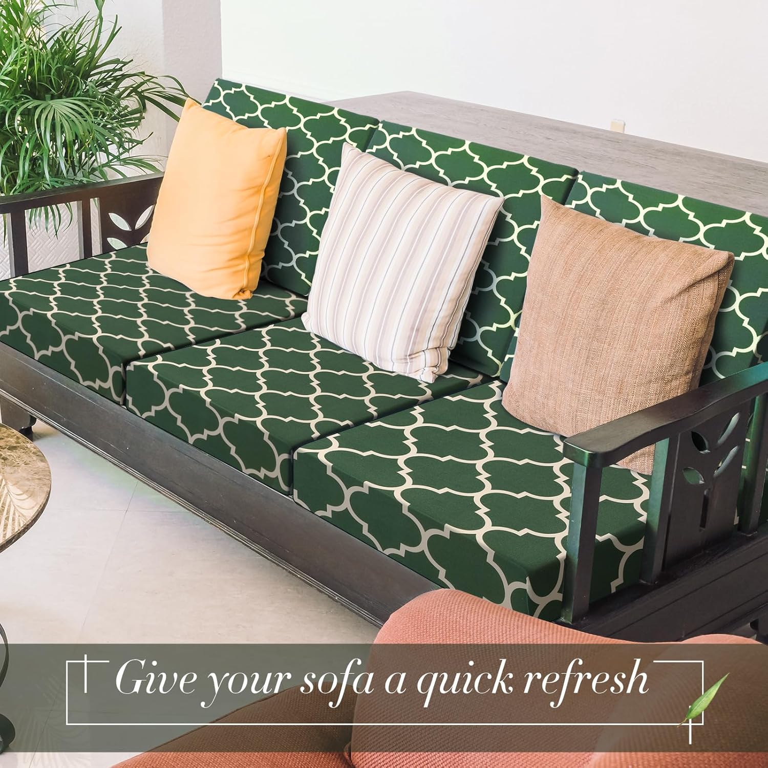 Newwiee 4 Pcs Waterproof Outdoor Cushion Covers Dark Green
