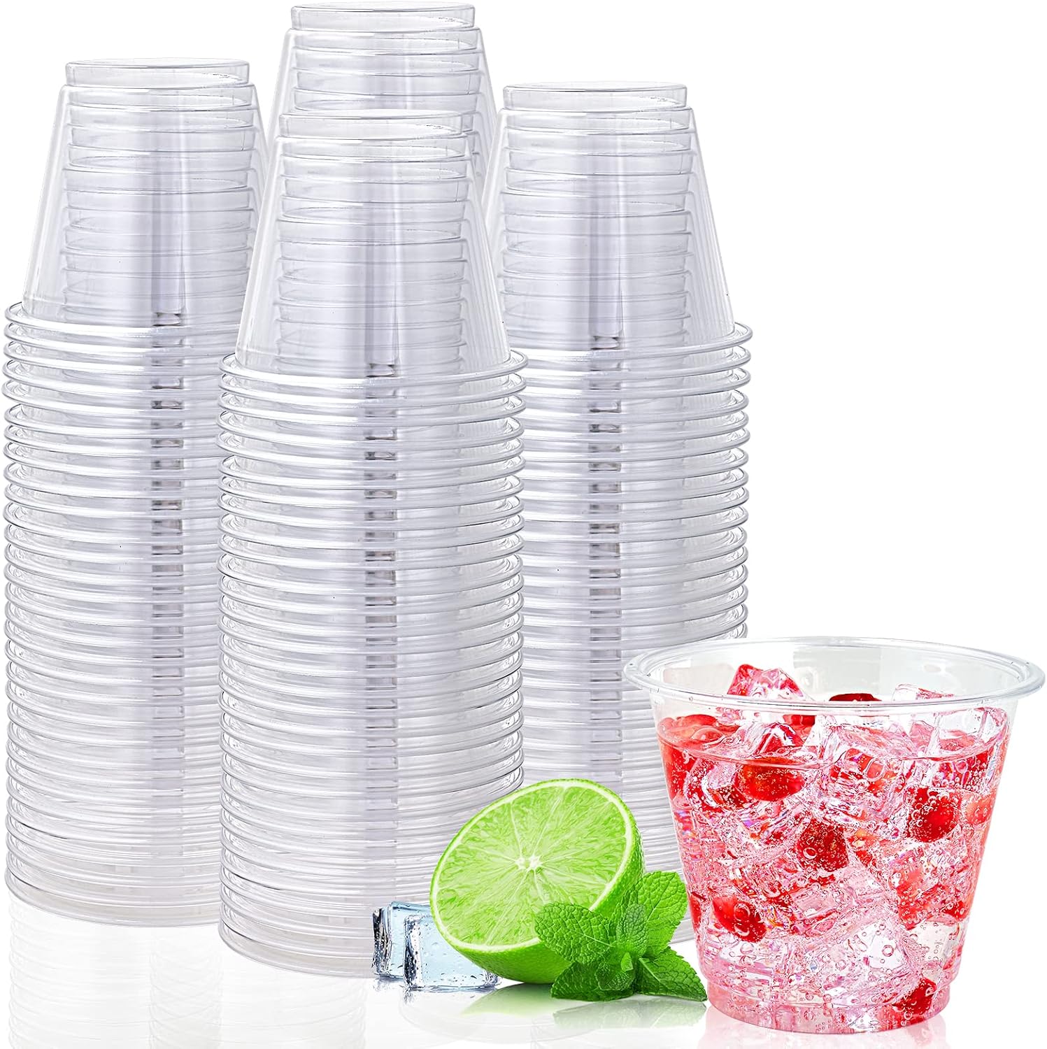 Lilymicky 200 Pack 9 Oz Clear Plastic Cups for Parties and Events
