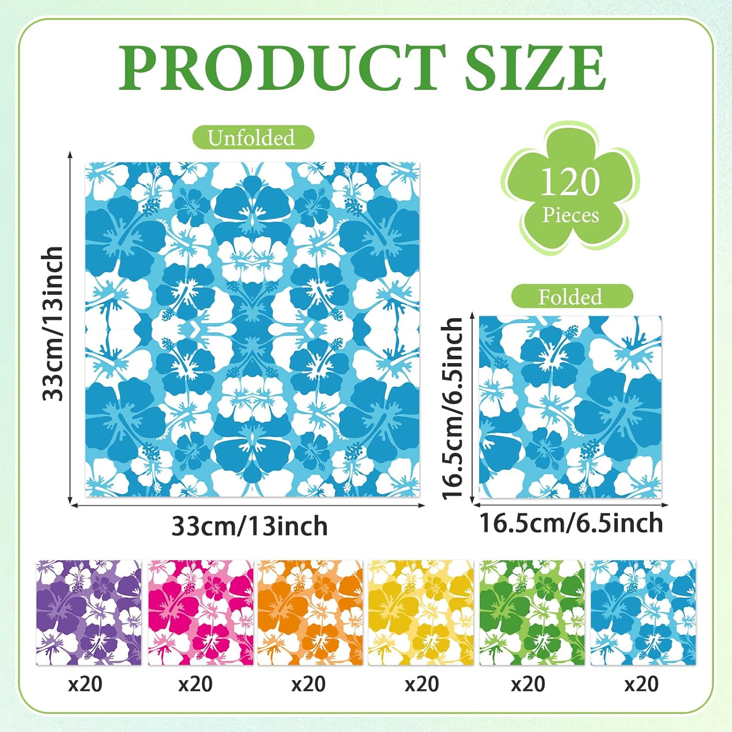 120 Pcs Hibiscus Paper Napkins Summer Party Decorations